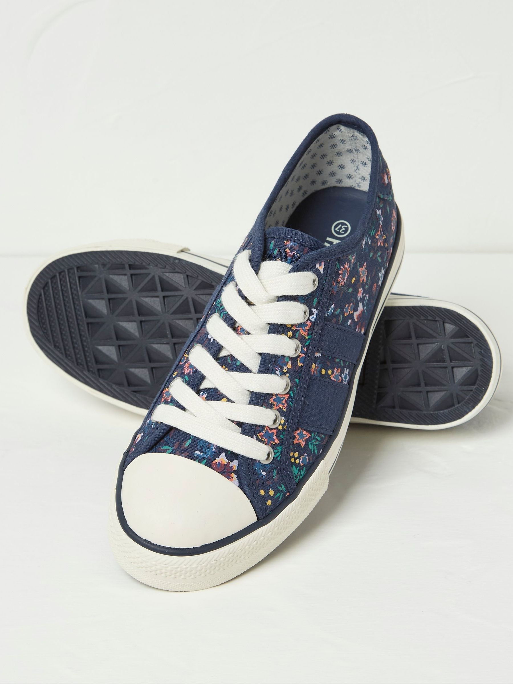 Raya Blue Canvas Lace-Up Trainers - Image 3 of 3 Raya Blue Canvas Lace-Up Trainers - Image 3 of 3