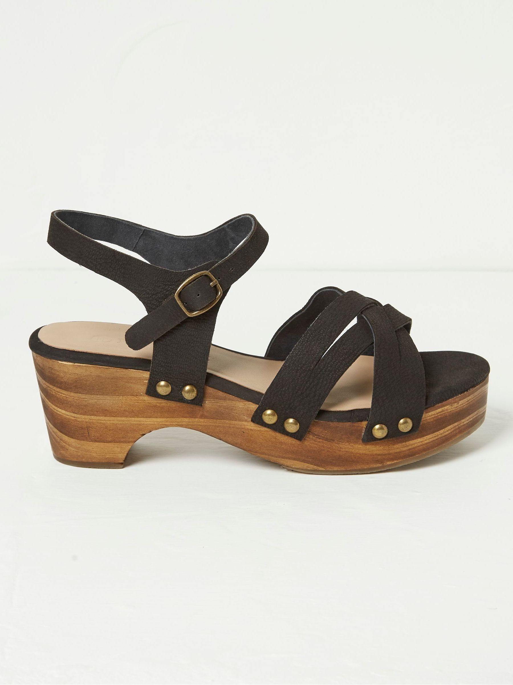 Leoni Black Mid Heel Clogs FatFace