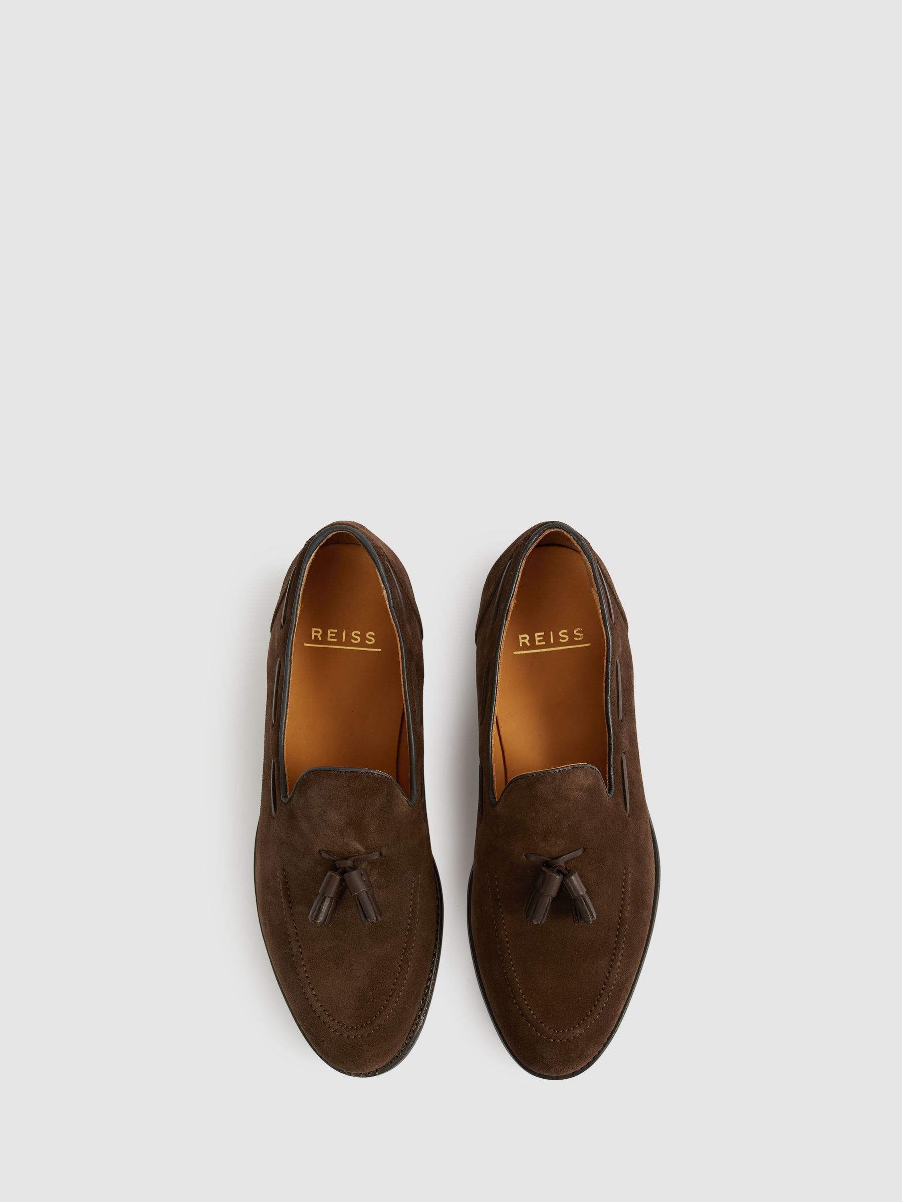Tasselled Suede Loafers in Dark Brown - Image 3 of 5