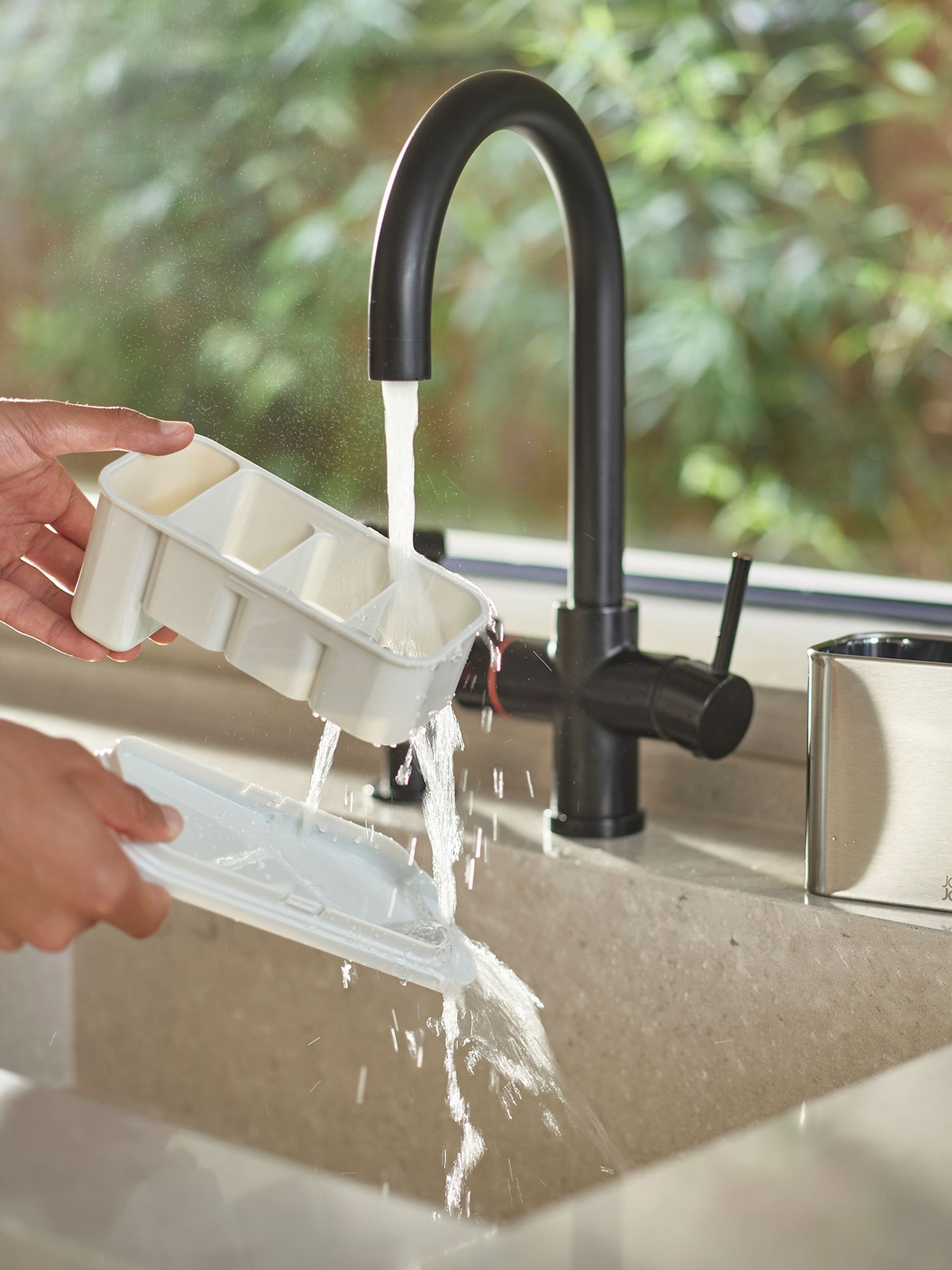 Joseph Joseph Light Stone Surface Stainless-Steel Cutlery Drainer - Image 2 of 4