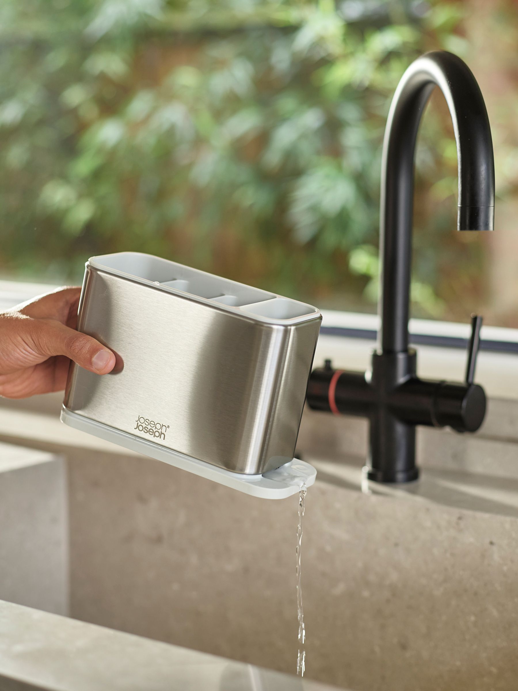 Joseph Joseph Light Stone Surface Stainless-Steel Cutlery Drainer - Image 3 of 4