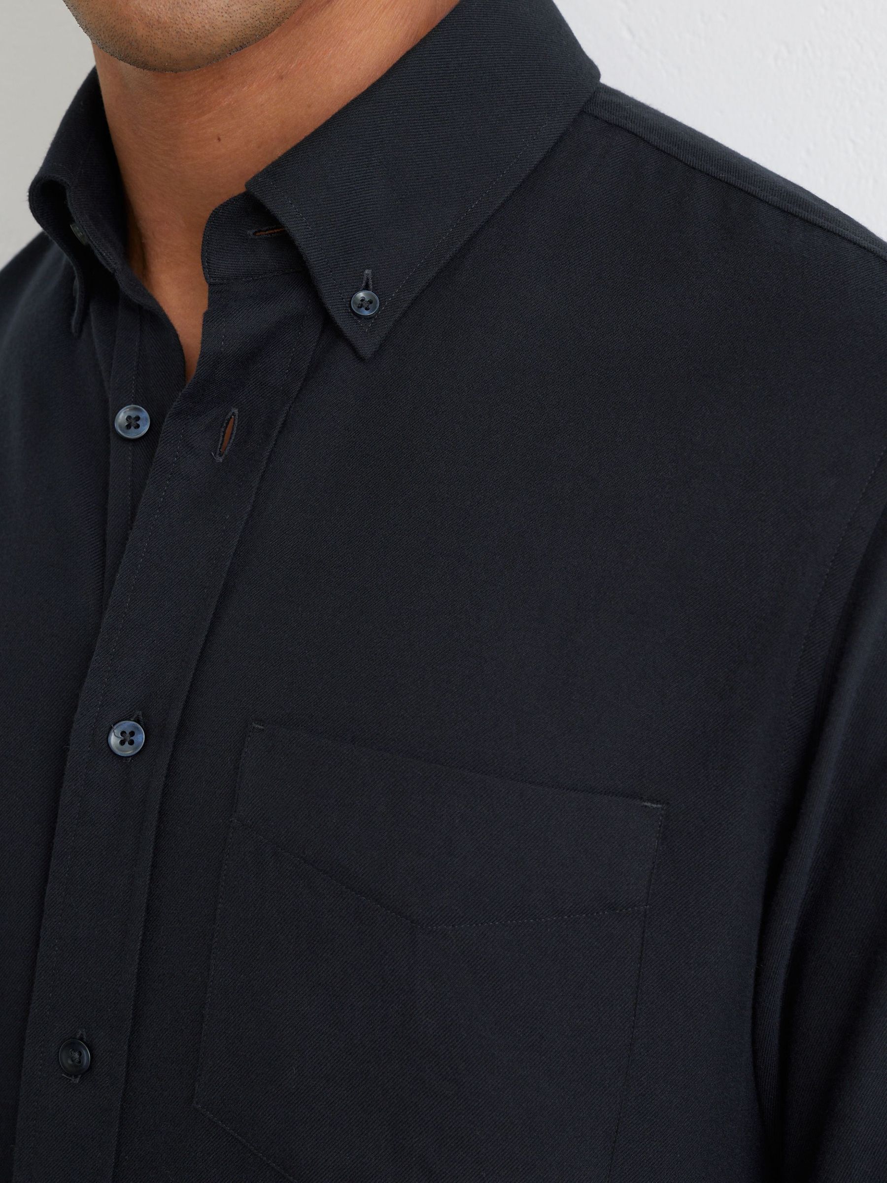Cotton Flannel Button-Down Shirt Regular-Fit in Navy - Image 4 of 6