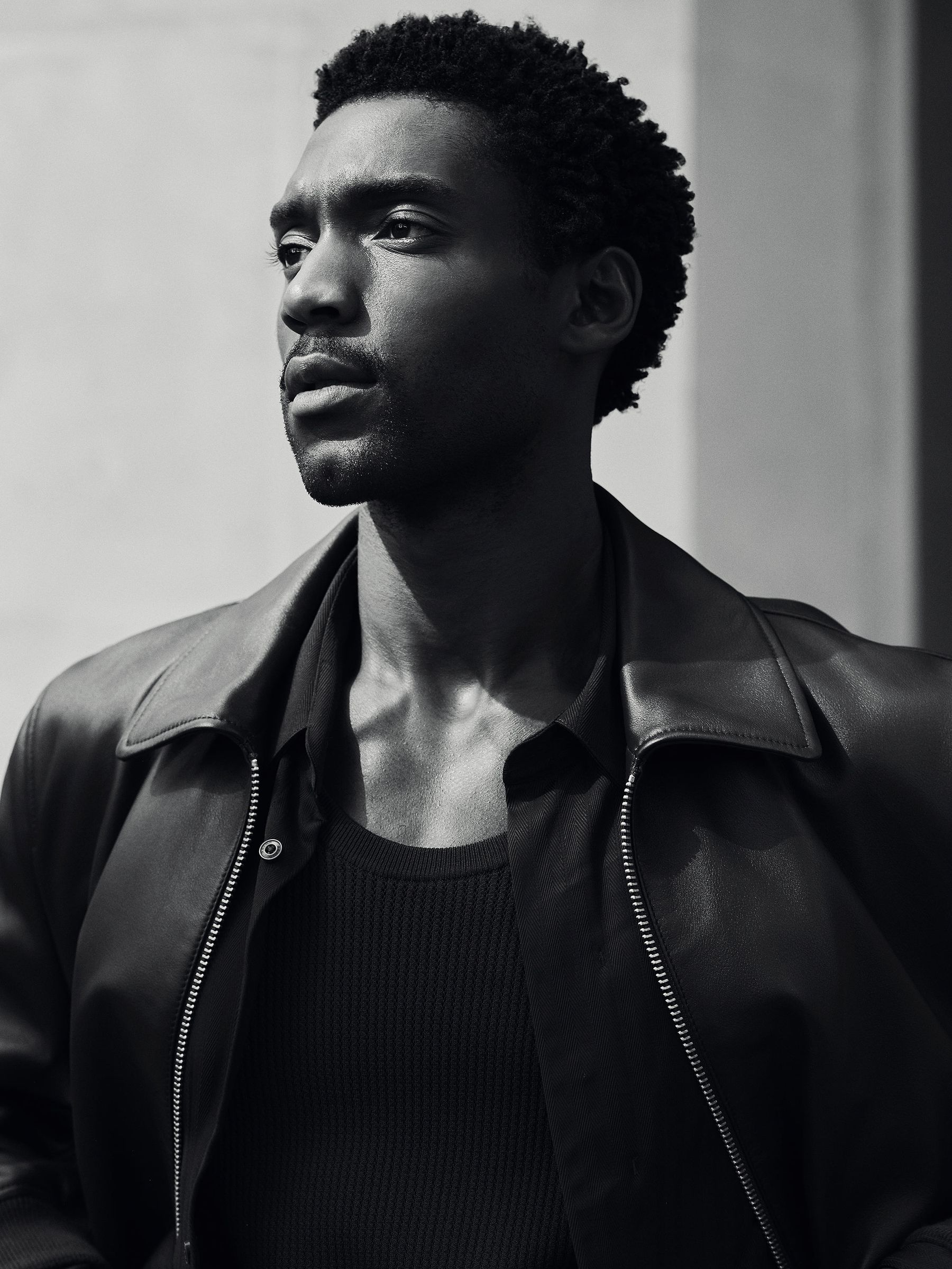 Leather Zip-Through Collared Bomber Jacket in Bordeaux - Image 6 of 9