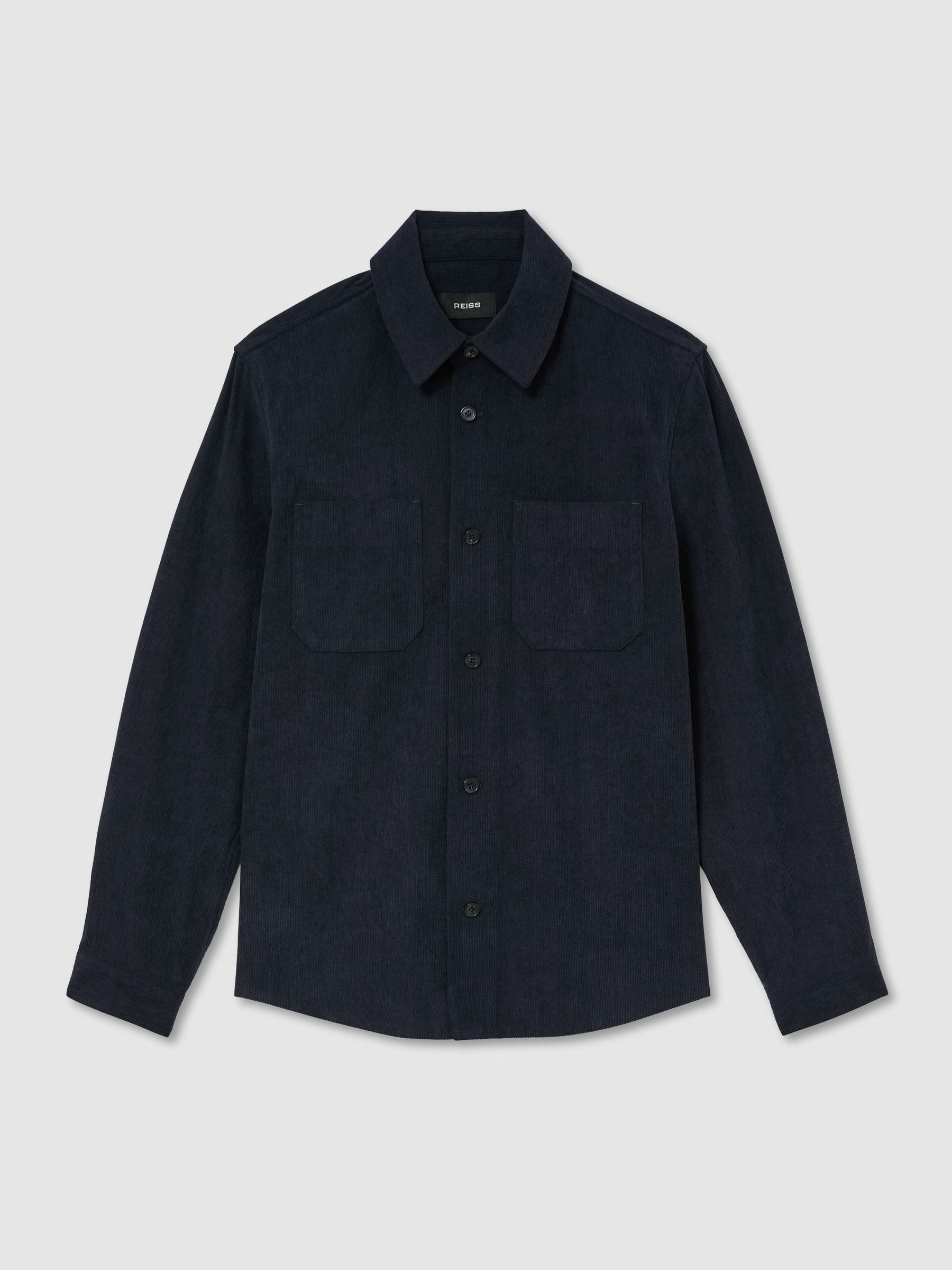 Corduroy Twin-Pocket Overshirt in Navy - Image 2 of 6