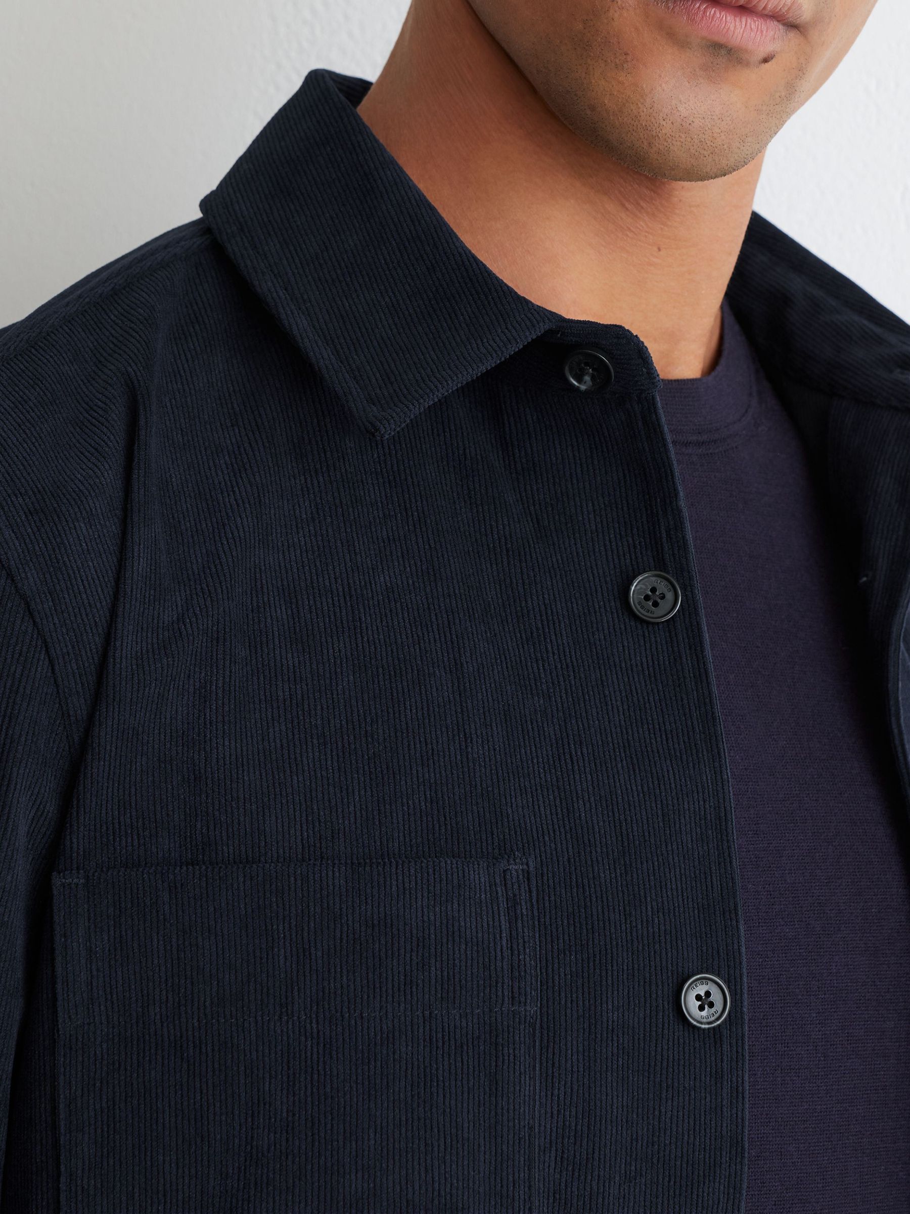 Corduroy Twin-Pocket Overshirt in Navy - Image 4 of 6