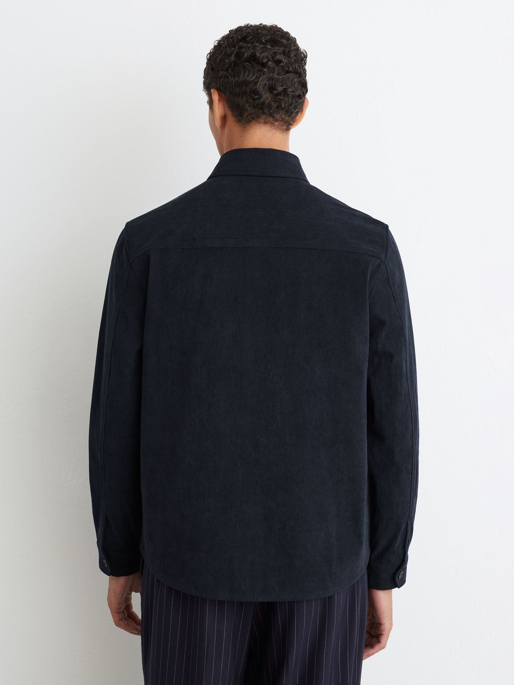 Corduroy Twin-Pocket Overshirt in Navy - Image 5 of 6