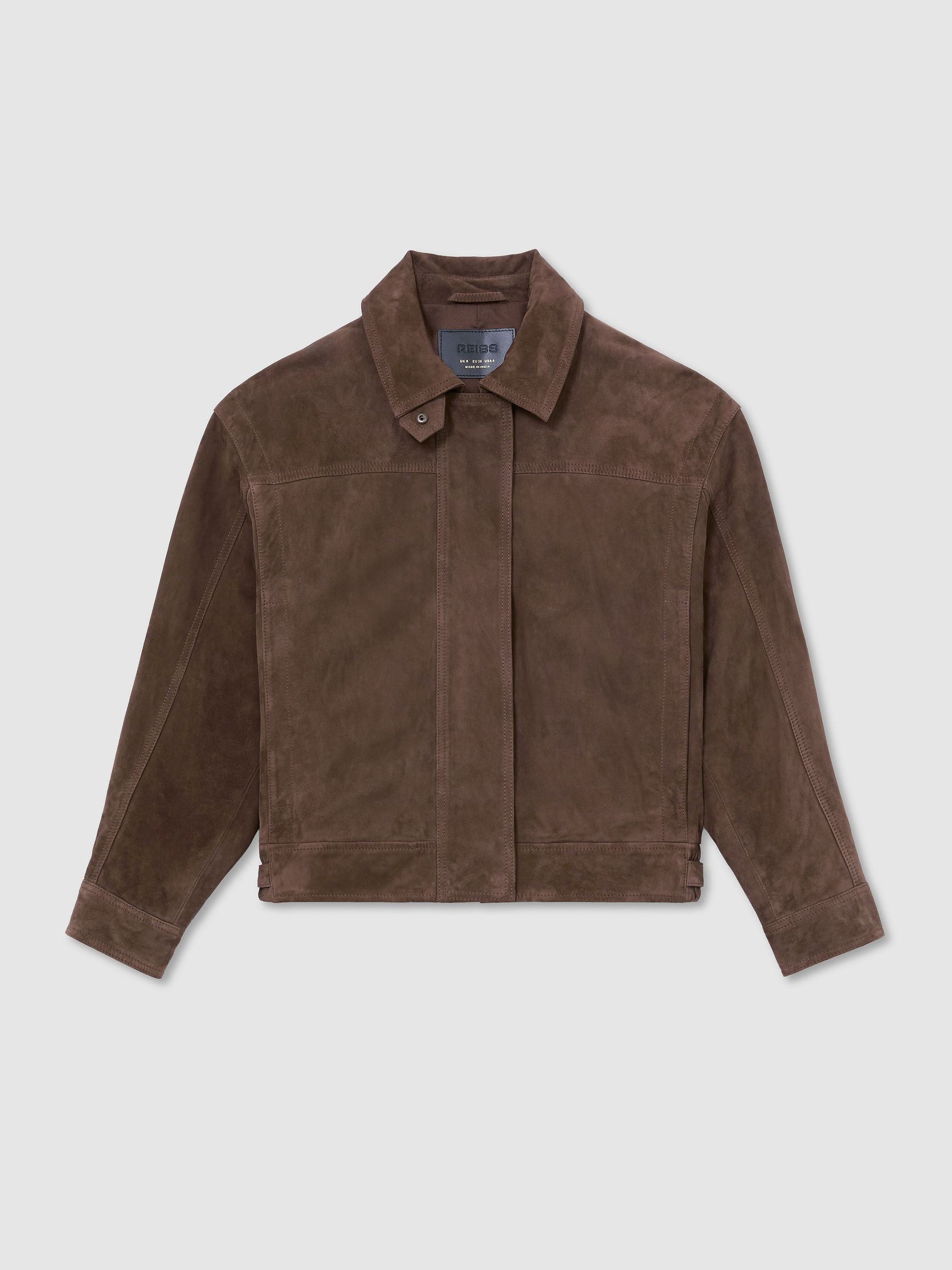 Suede Relaxed-Fit Jacket in Brown - Image 2 of 8 Suede Relaxed-Fit Jacket in Brown - Image 2 of 8