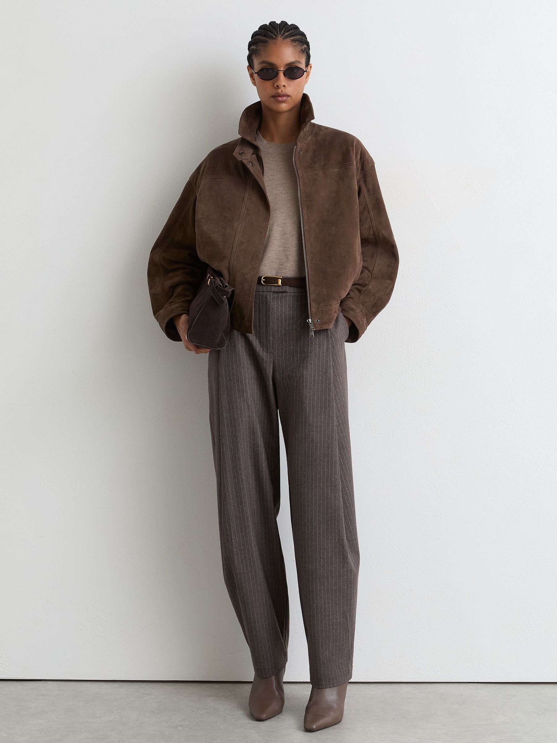 Suede Relaxed-Fit Jacket in Brown - Image 3 of 8