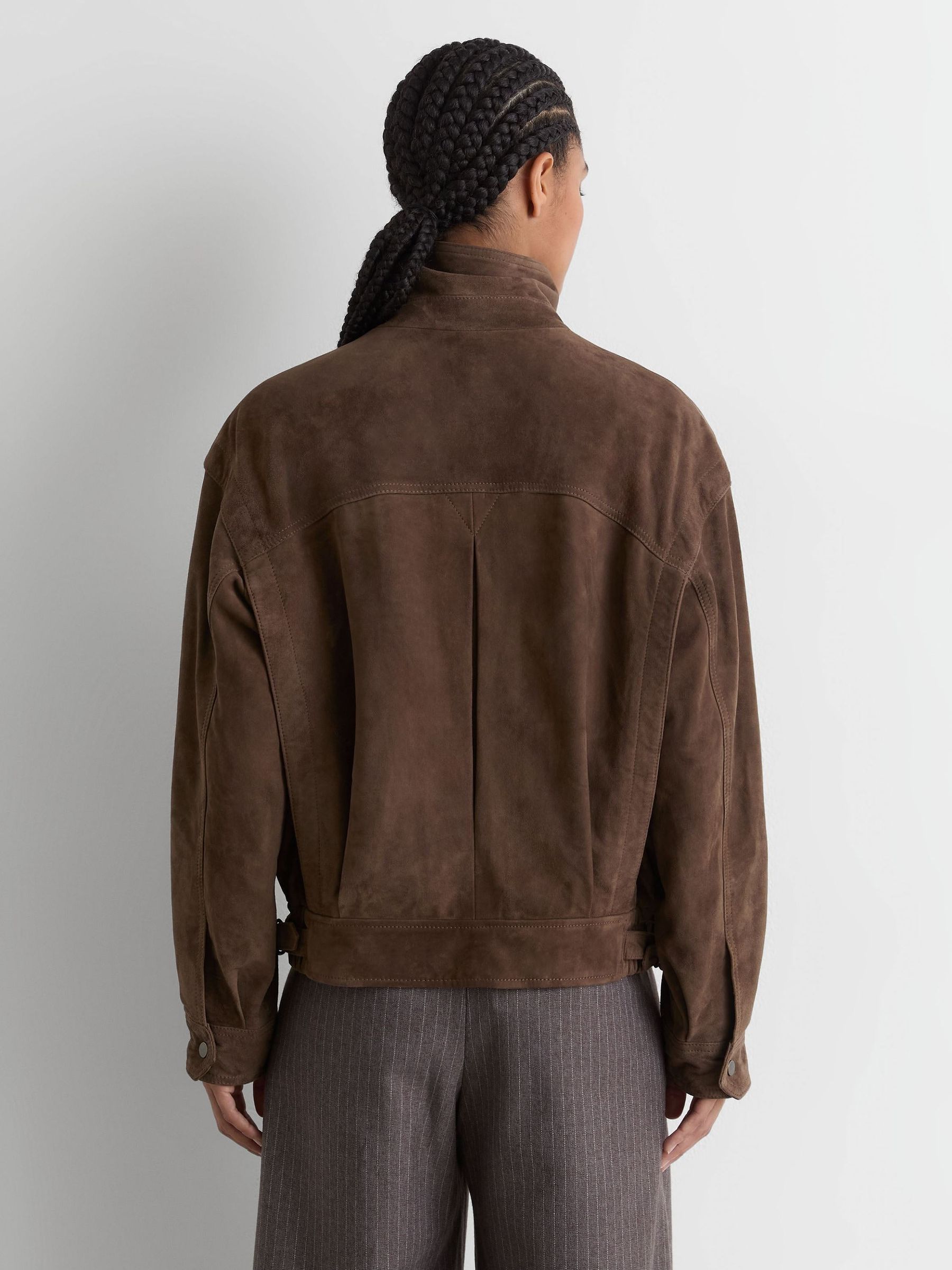 Suede Relaxed-Fit Jacket in Brown - Image 4 of 8