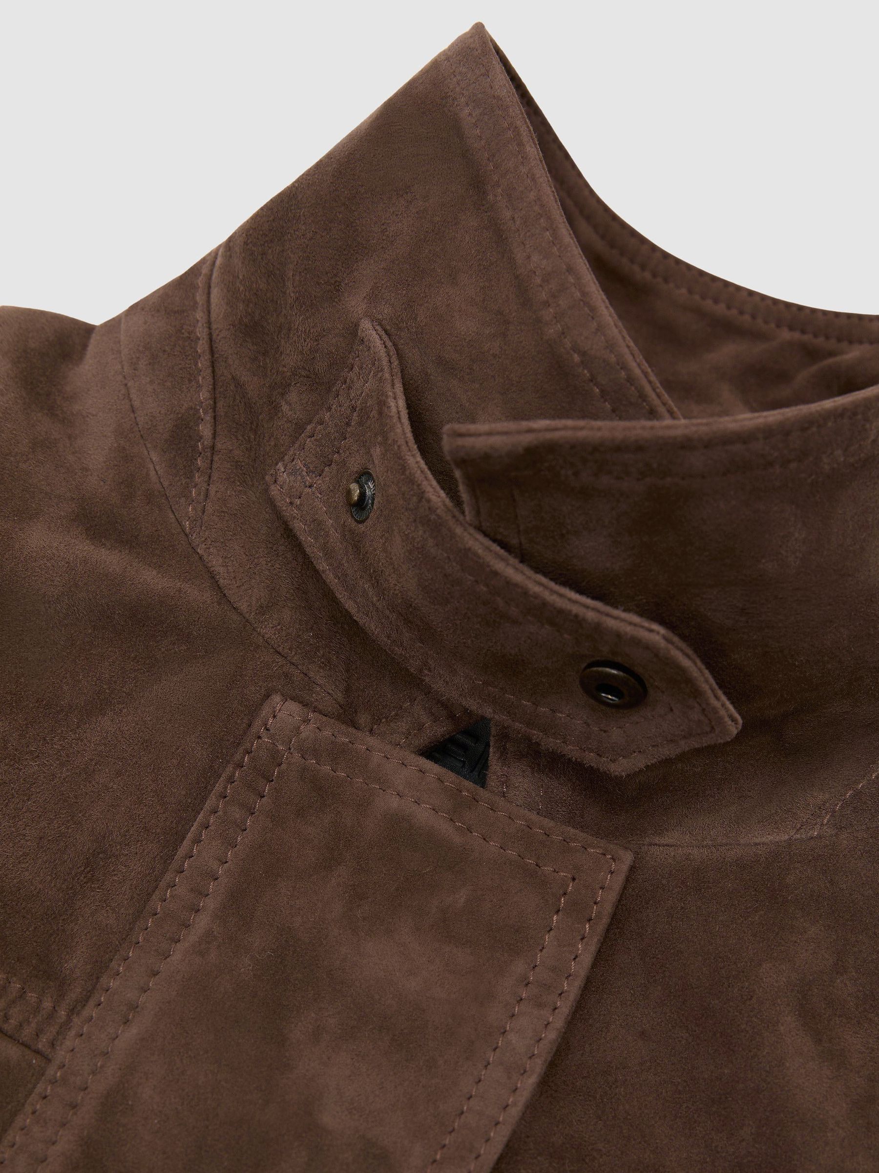 Suede Relaxed-Fit Jacket in Brown - Image 8 of 8