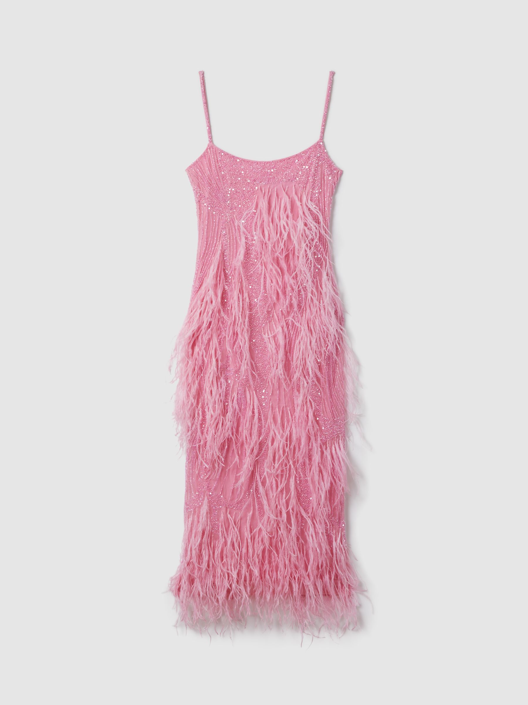 Rachel Gilbert Sequin Feather Midi Dress in Orchid - Image 1 of 5