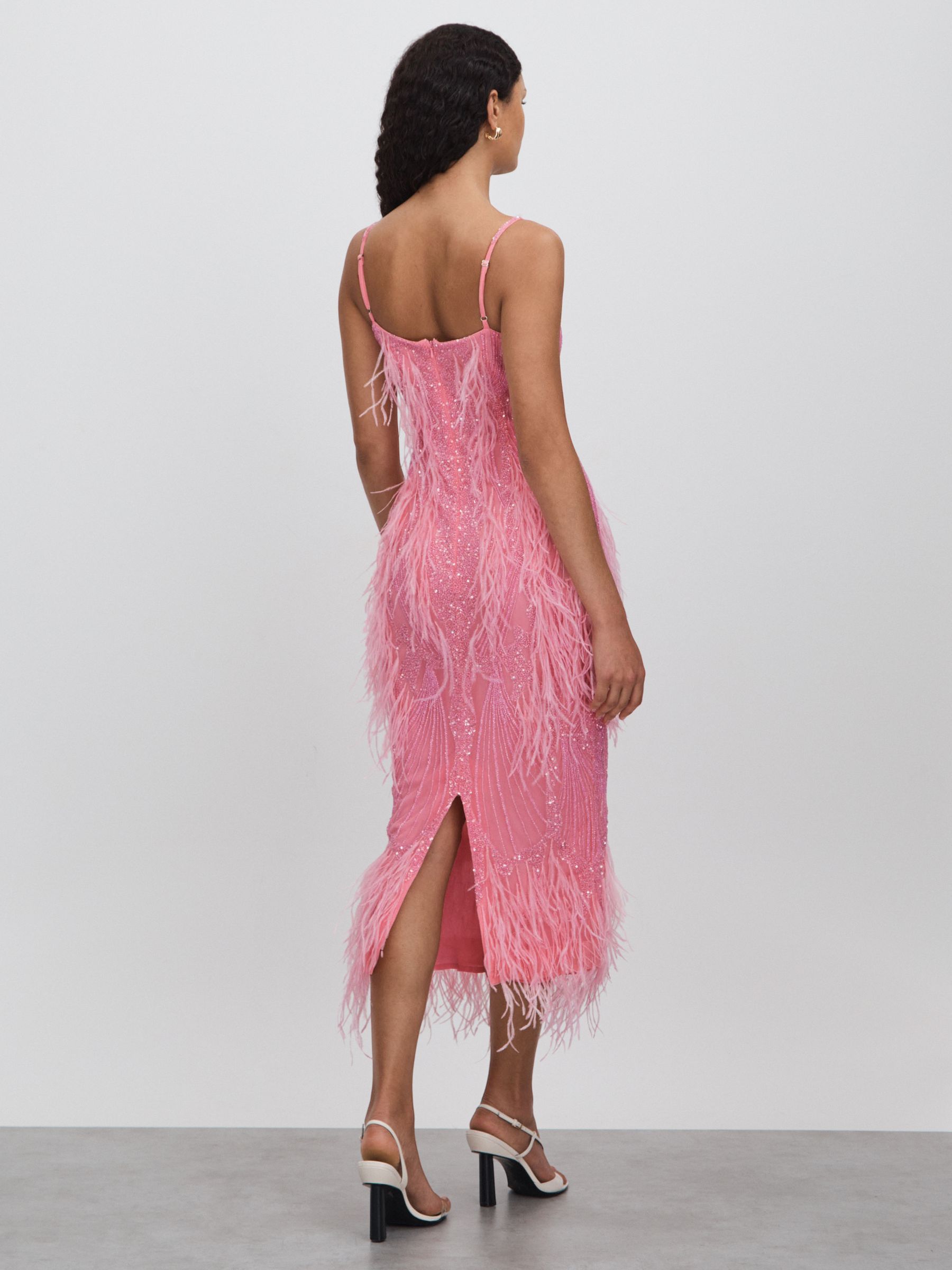 Rachel Gilbert Sequin Feather Midi Dress in Orchid - Image 4 of 5