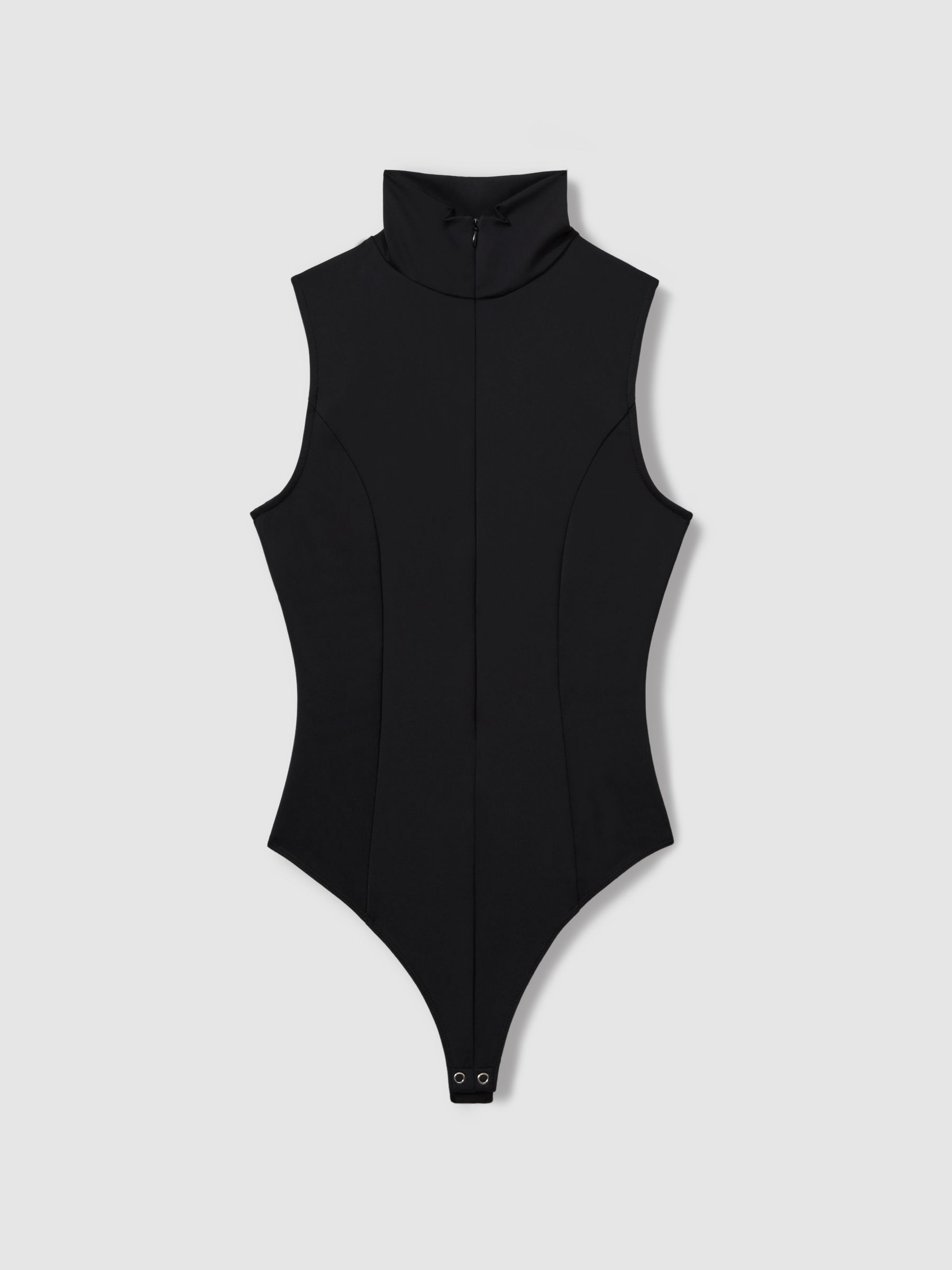 Good American Funnel Neck Scuba Thong Bodysuit in Black - Image 1 of 6