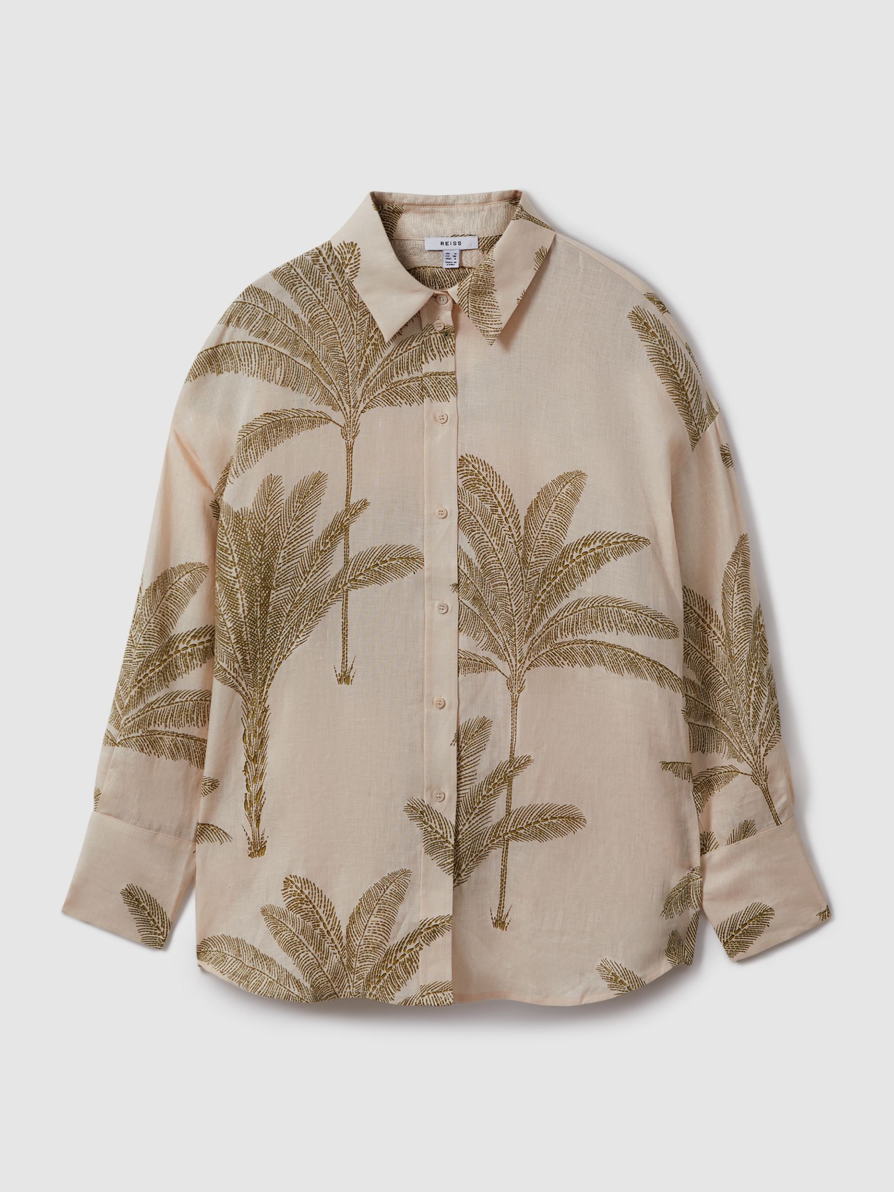 Linen Tropical Print Shirt in Neutral - Image 2 of 6