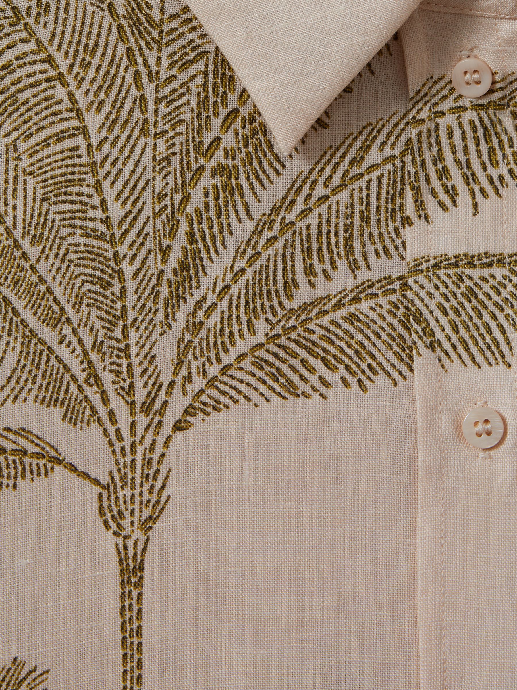 Linen Tropical Print Shirt in Neutral - Image 6 of 6 Linen Tropical Print Shirt in Neutral - Image 6 of 6