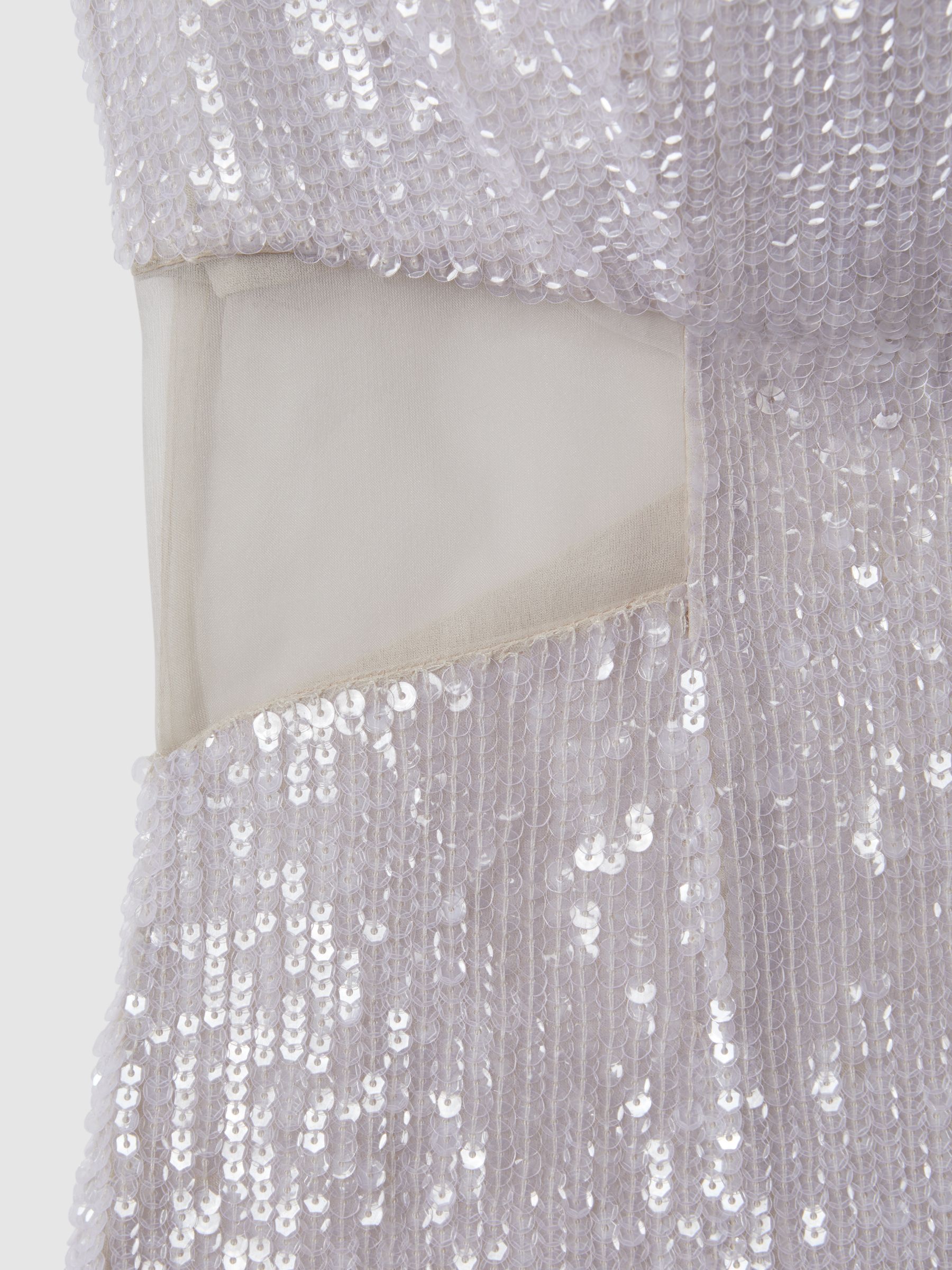 Rachel Gilbert Sequin Cut Out Maxi Dress in White - Image 2 of 5