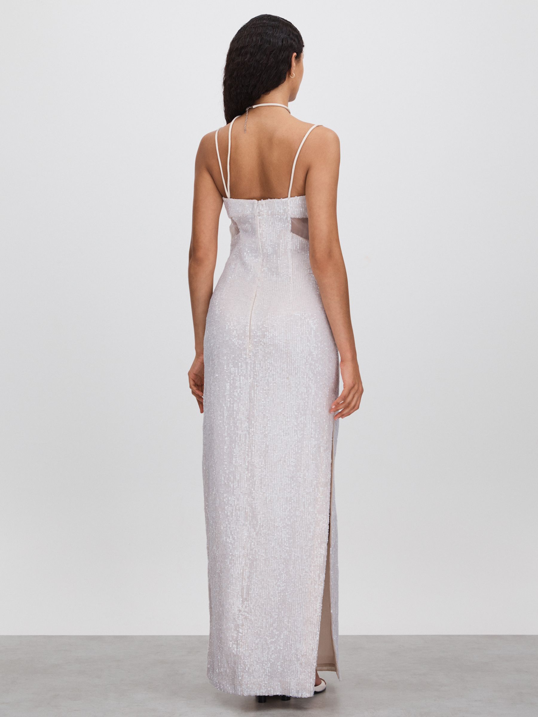 Rachel Gilbert Sequin Cut Out Maxi Dress in White - Image 4 of 5