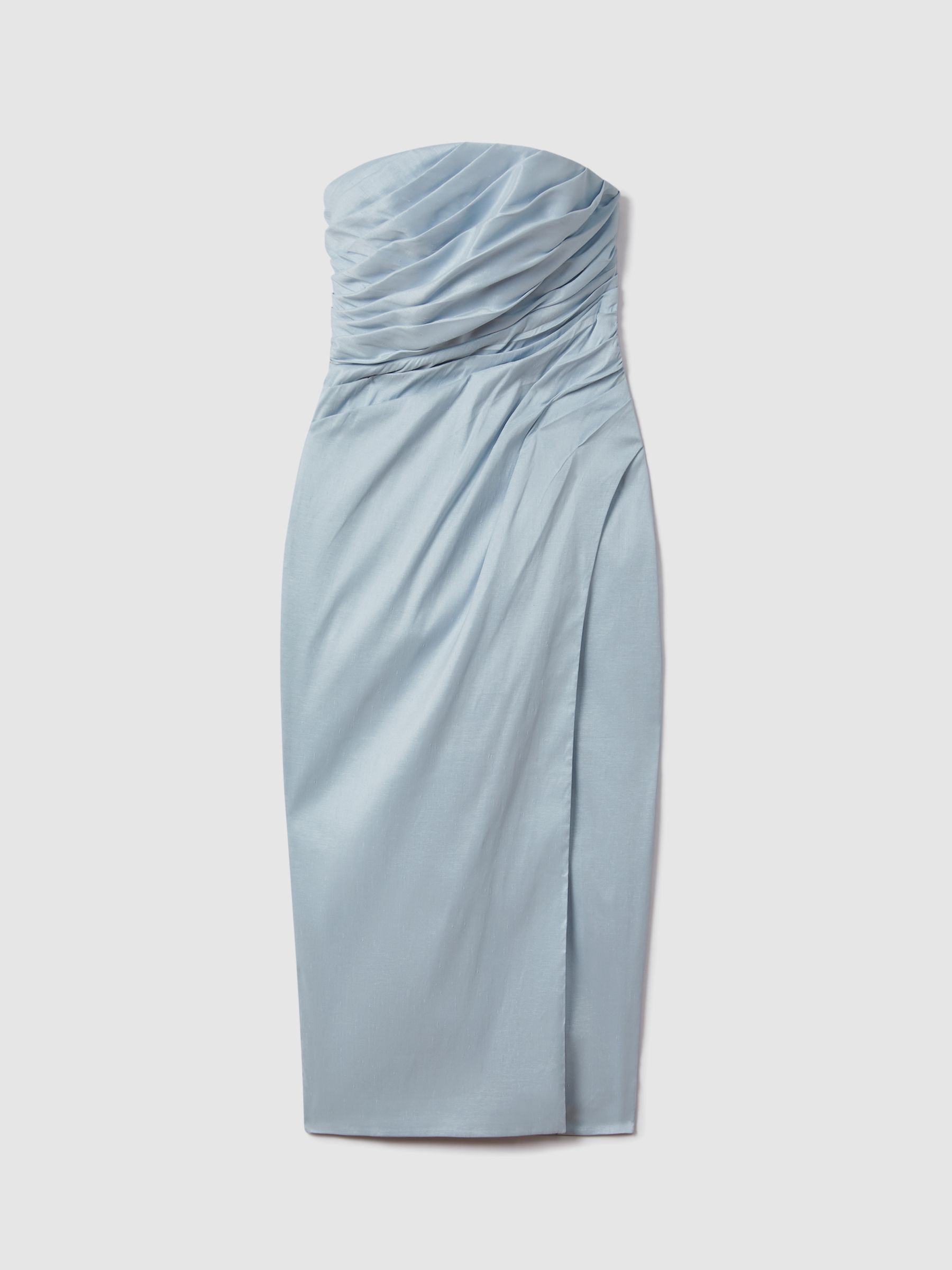 Rachel Gilbert Pleated Fitted Midi Dress in Ice Blue - Image 1 of 6