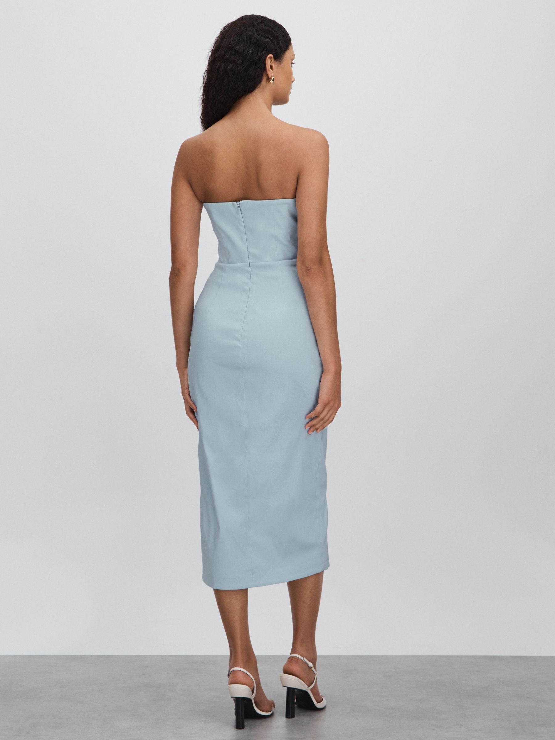 Rachel Gilbert Pleated Fitted Midi Dress in Ice Blue - Image 5 of 6