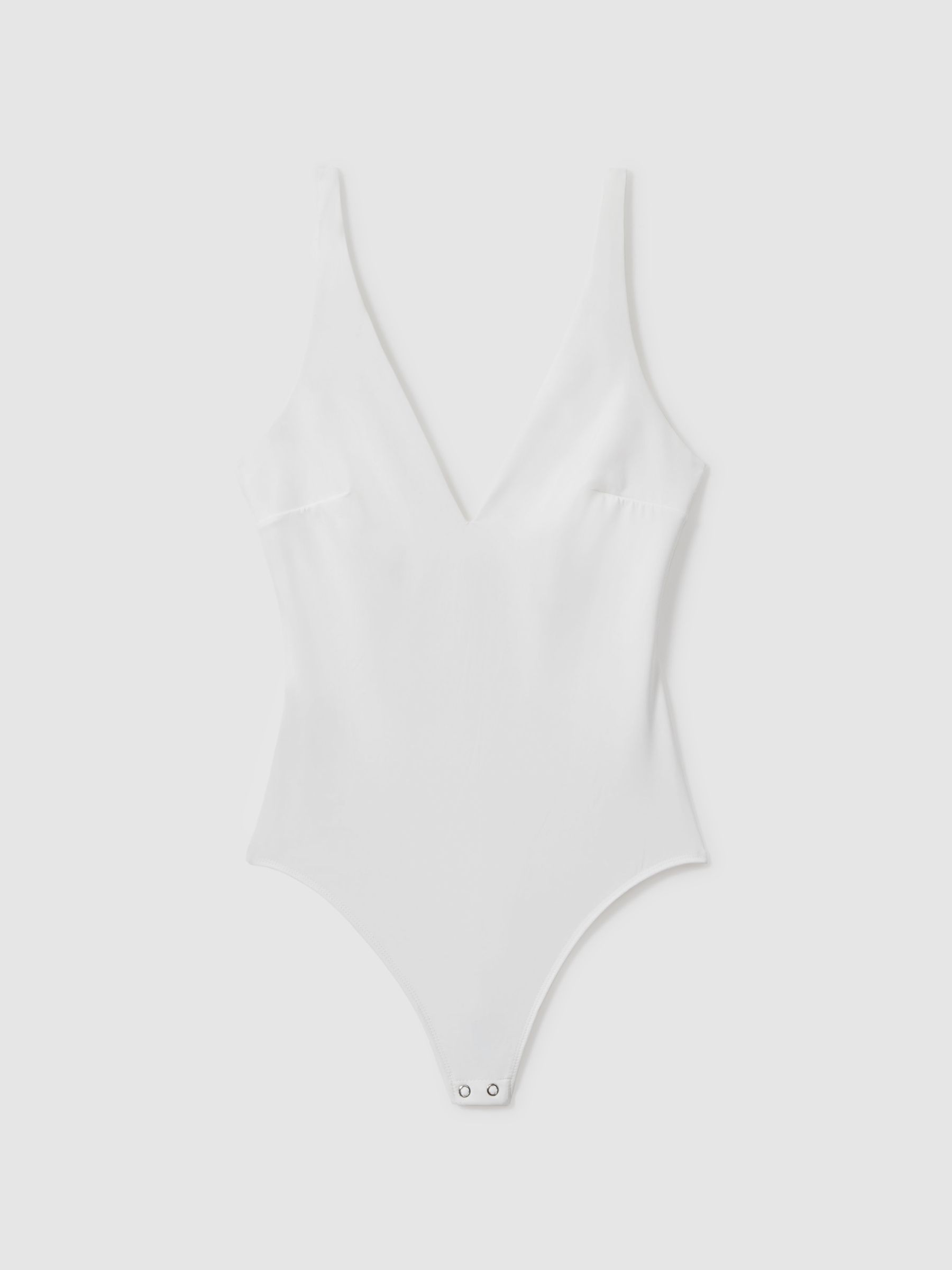 Good American Scuba V-Neck Bodysuit in White - Image 2 of 5