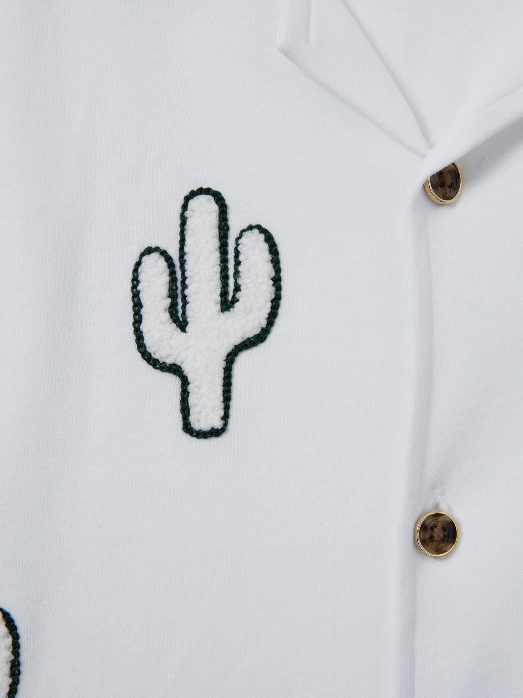 9-13 yrs Cotton Cactus Cuban Collar Shirt in White - Image 4 of 4