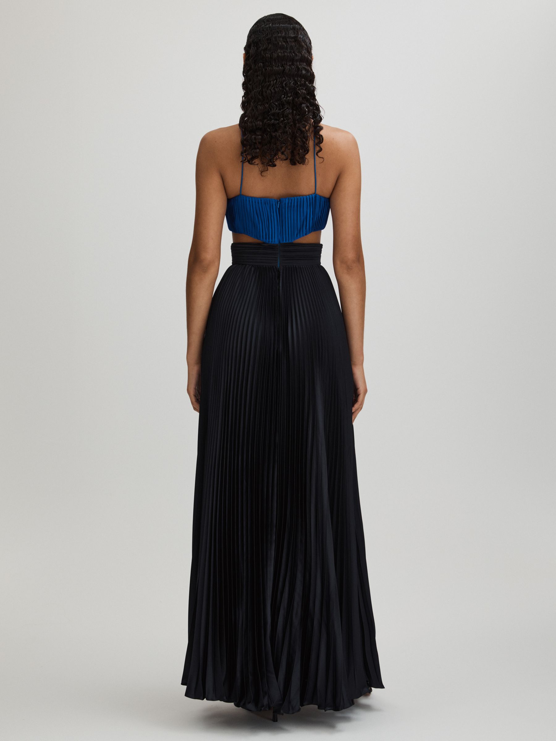 Elodie Navy Amur Pleated Cut-Out Maxi Dress - Image 4 of 5