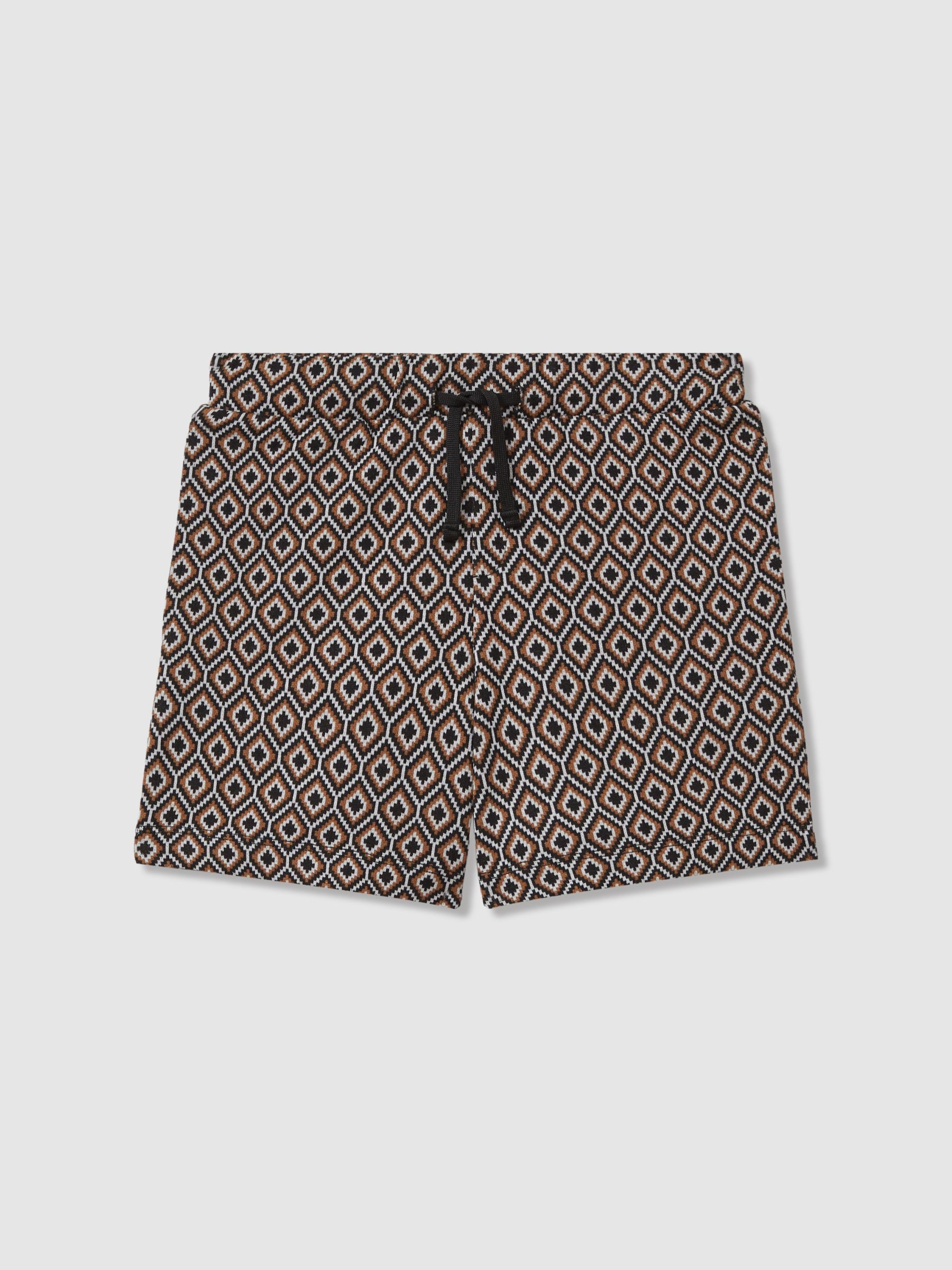 9-13 yrs Drawstring Aztec Shorts in Tobacco Multi - Image 2 of 4