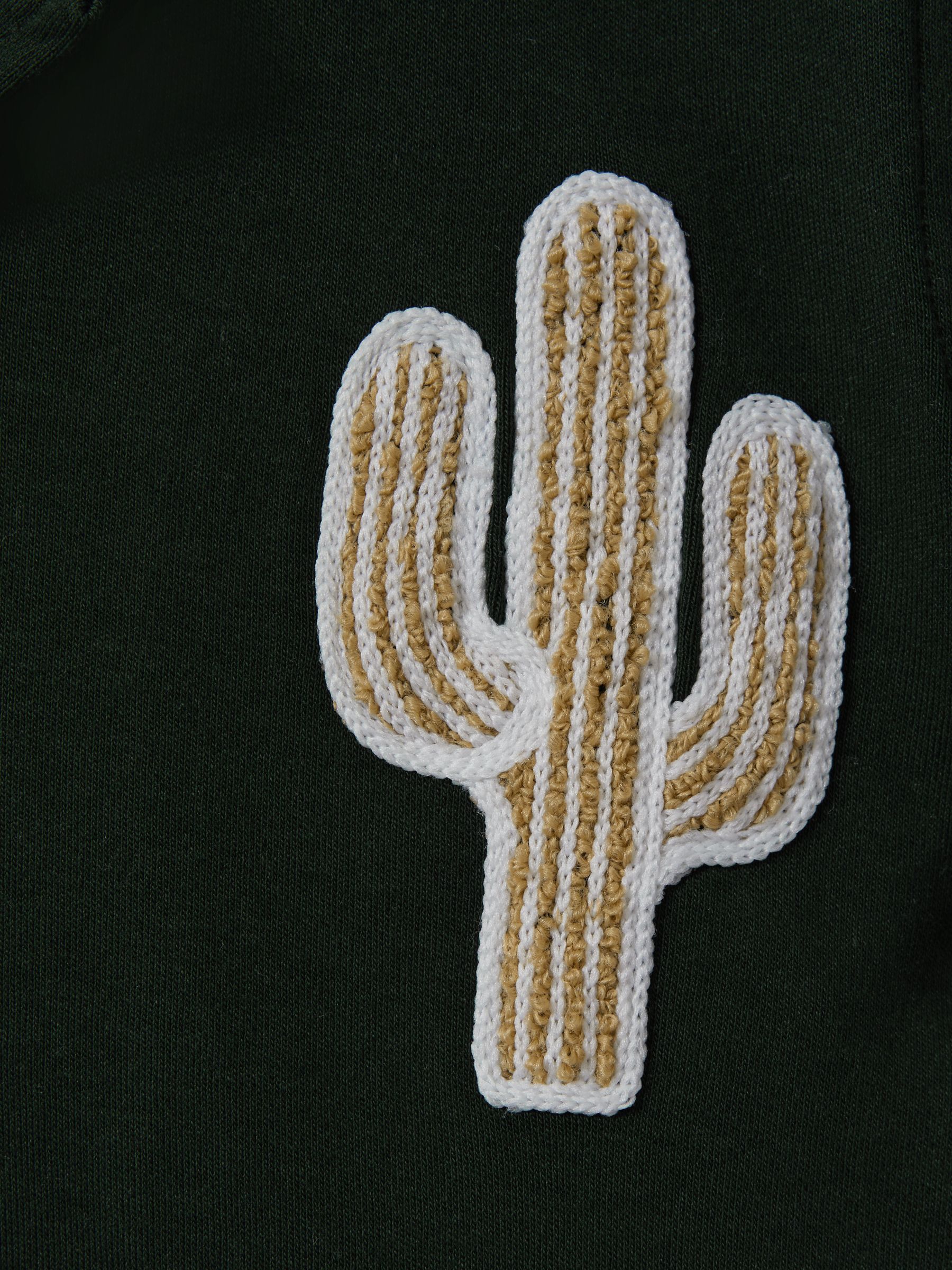 9-13 yrs Cotton Cactus Patch Cuban Collar Shirt in Dark Green - Image 4 of 4