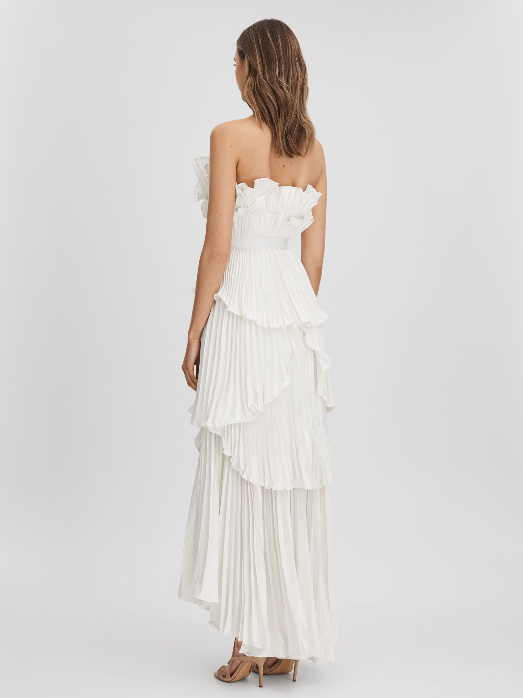 Amur Pleated Tiered Maxi Dress in Ivory - Image 5 of 6