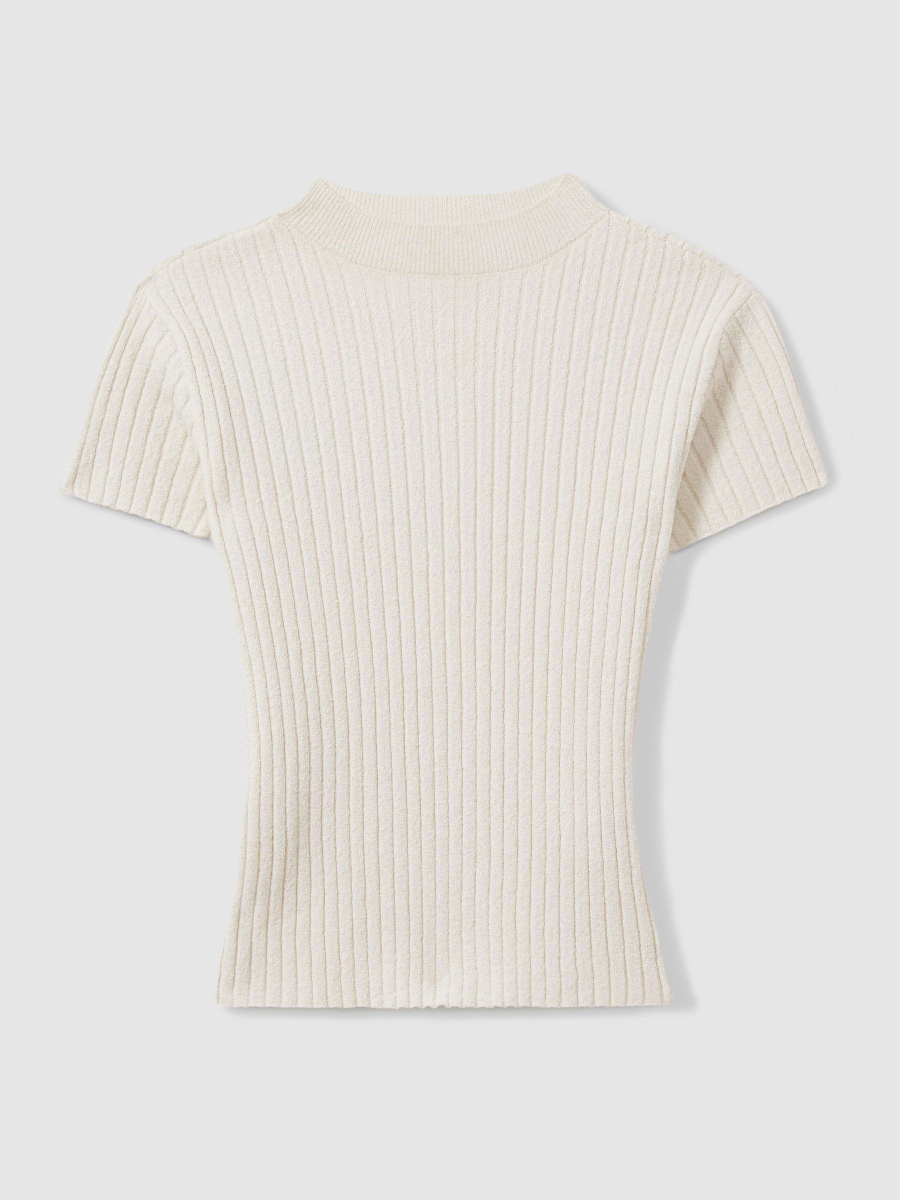 Good American Ribbed Mock Neck T-Shirt in Cloud White - Image 2 of 5
