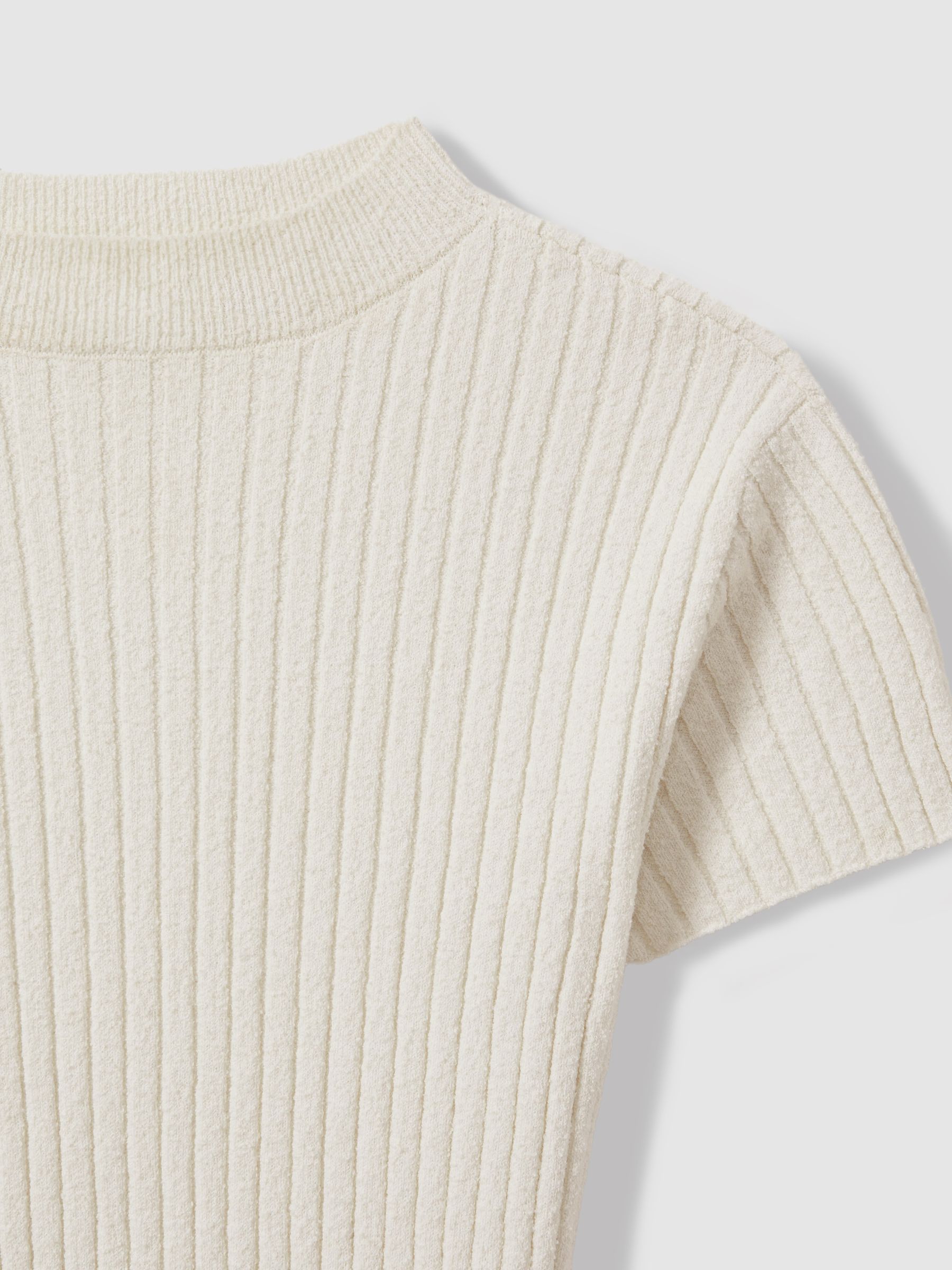 Good American Ribbed Mock Neck T-Shirt in Cloud White - Image 5 of 5