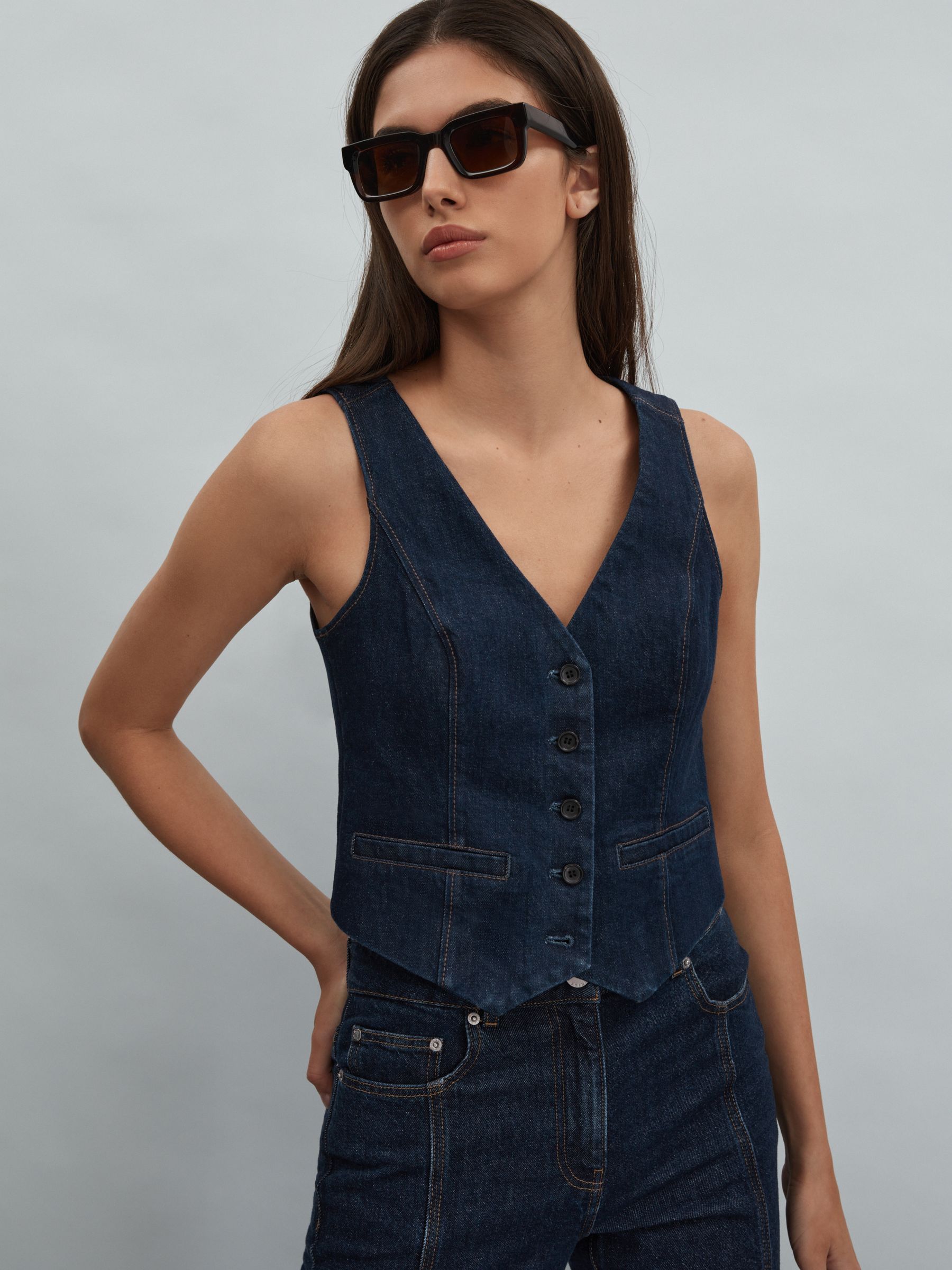 Paige Denim Waistcoat in Edinburgh Blue - Image 1 of 5 Paige Denim Waistcoat in Edinburgh Blue - Image 1 of 5