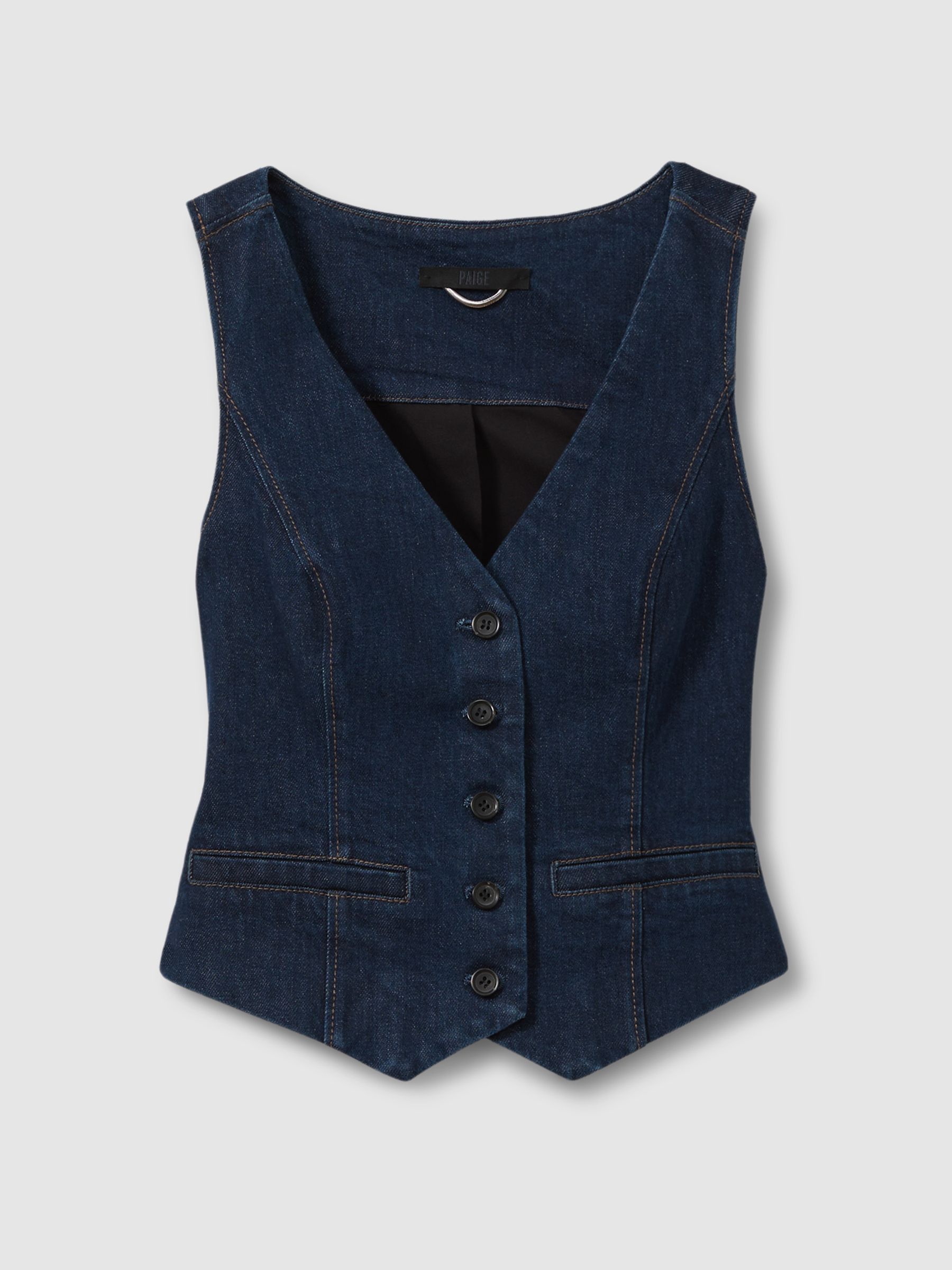 Paige Denim Waistcoat in Edinburgh Blue - Image 2 of 5