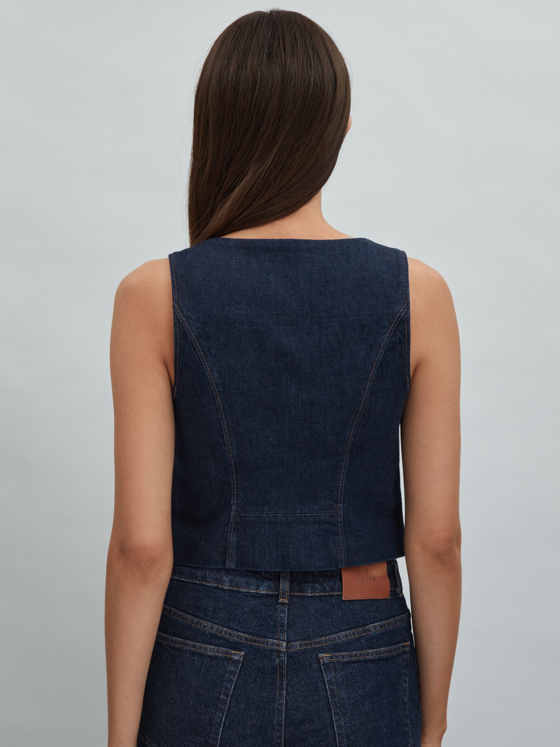 Paige Denim Waistcoat in Edinburgh Blue - Image 4 of 5