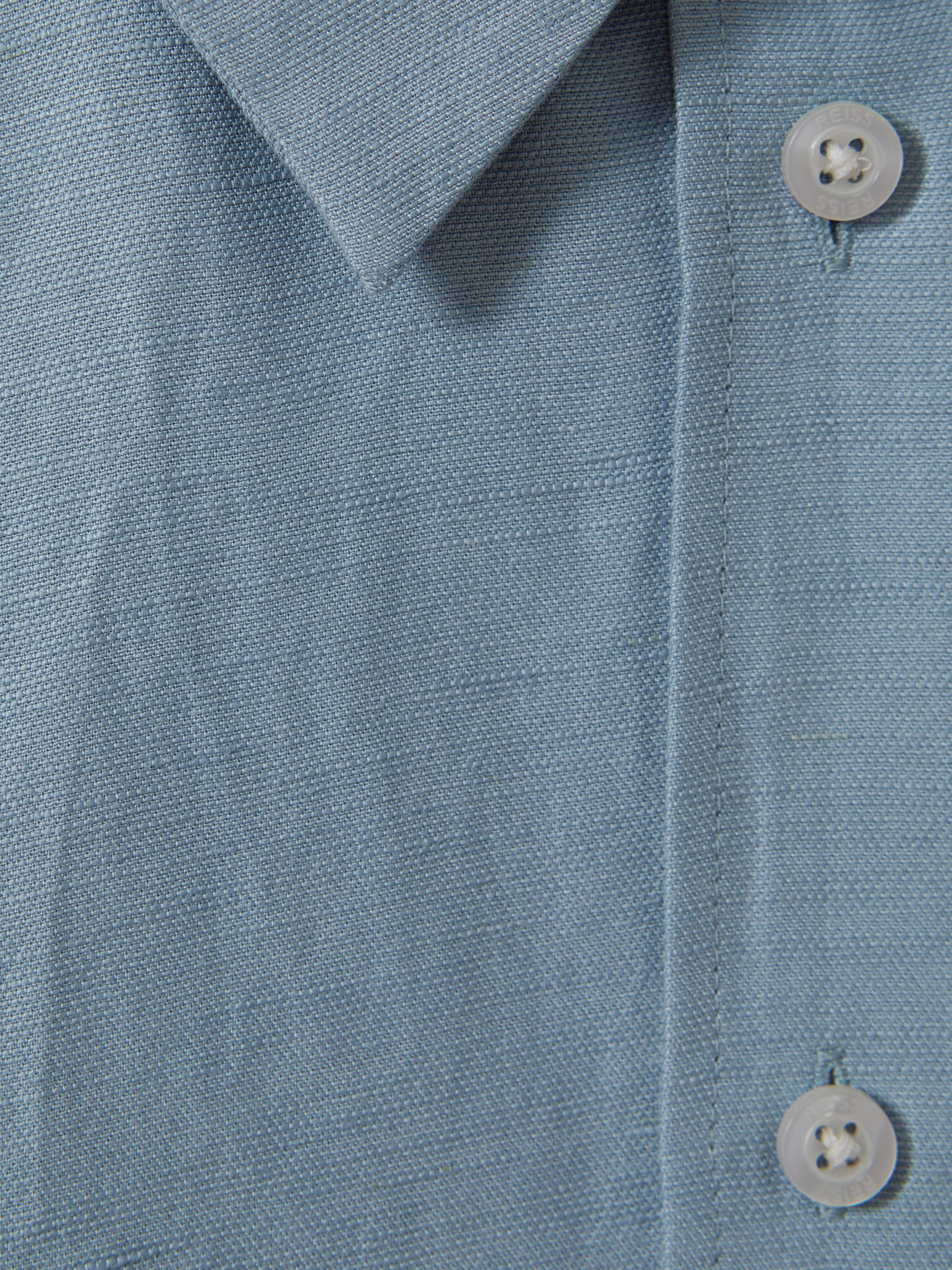 Relaxed Fit Lyocell Linen Button Through Shirt in Blue - Image 6 of 6