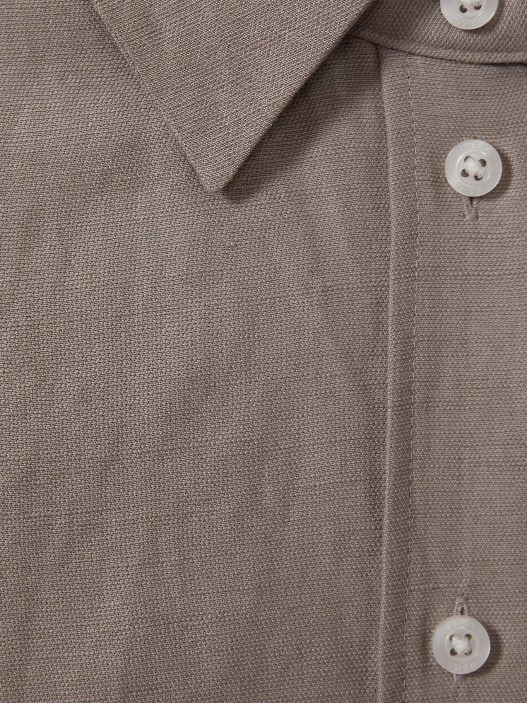 Relaxed Fit Lyocell Linen Button Through Shirt in Mink - Image 6 of 6