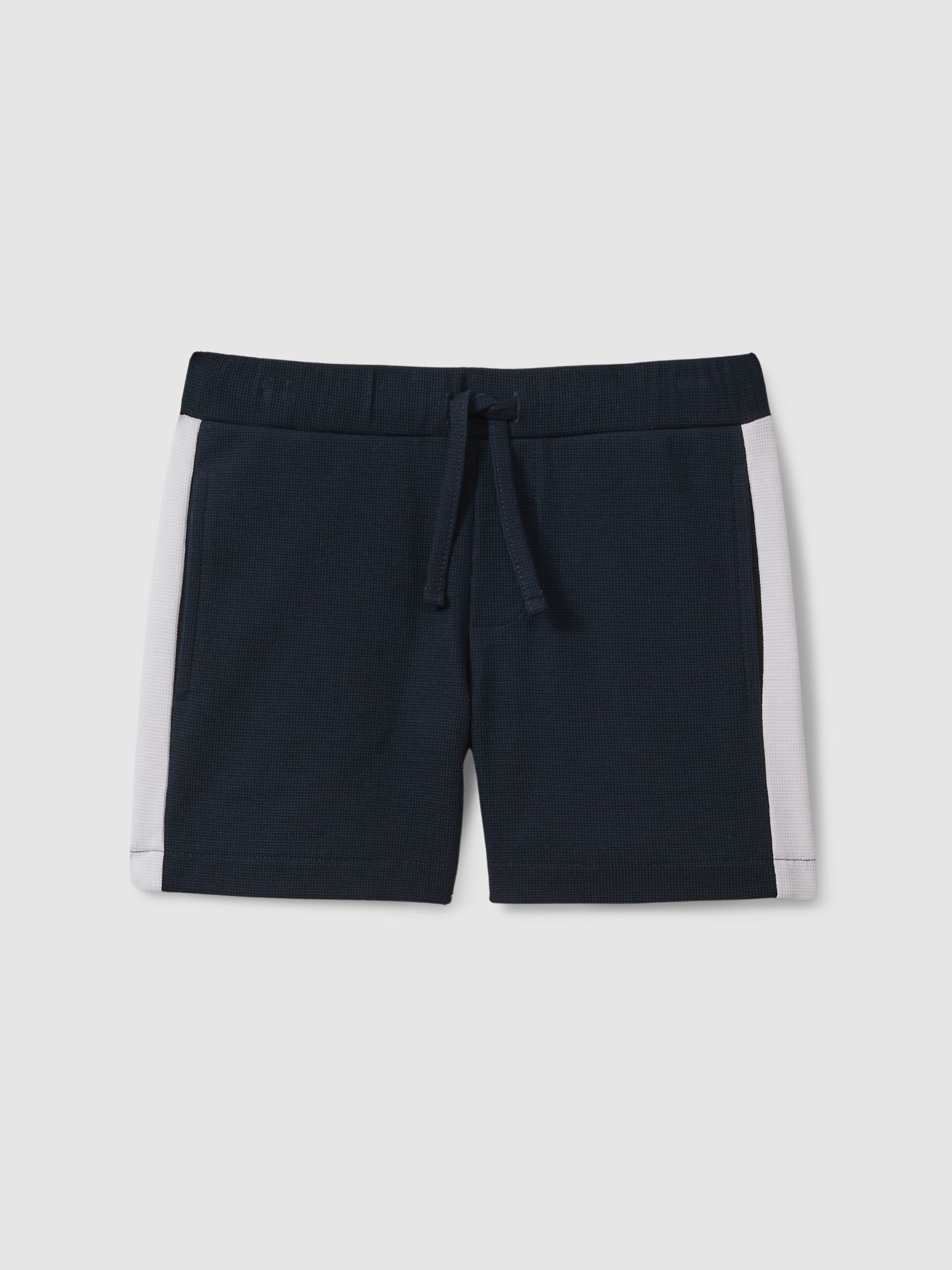 9-13 yrs Textured Cotton Drawstring Shorts in Navy/White - Image 2 of 4