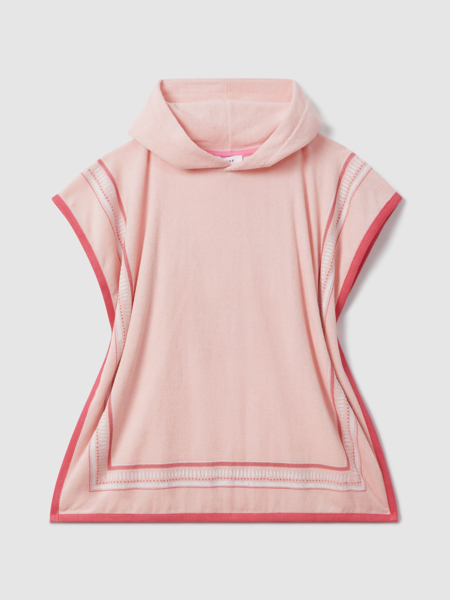 4-9 yrs Hooded Motif Poncho in Pink Print - Image 2 of 3