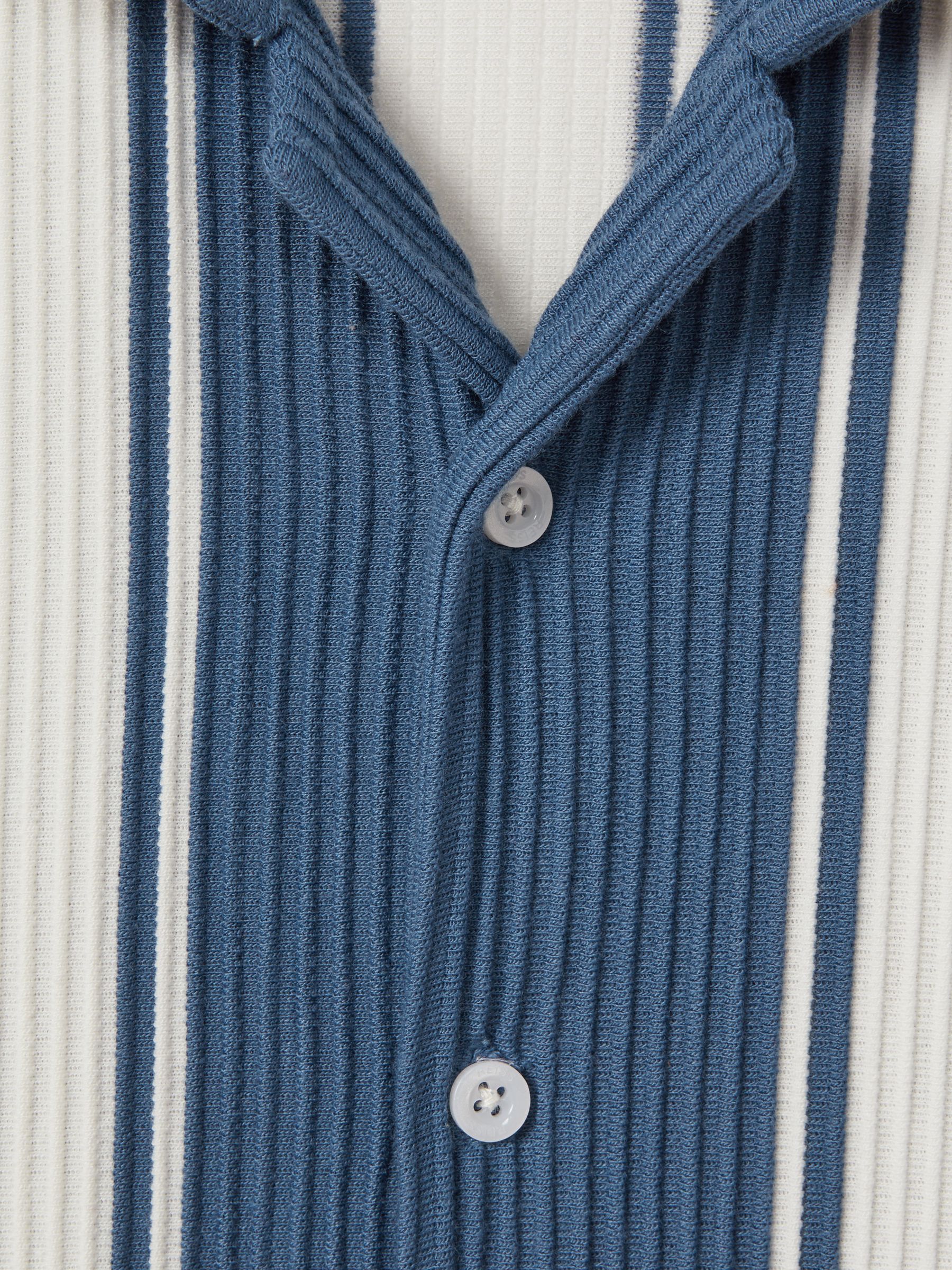 Senior Ribbed Cuban Collar Shirt in Airforce Blue/White - Image 4 of 4