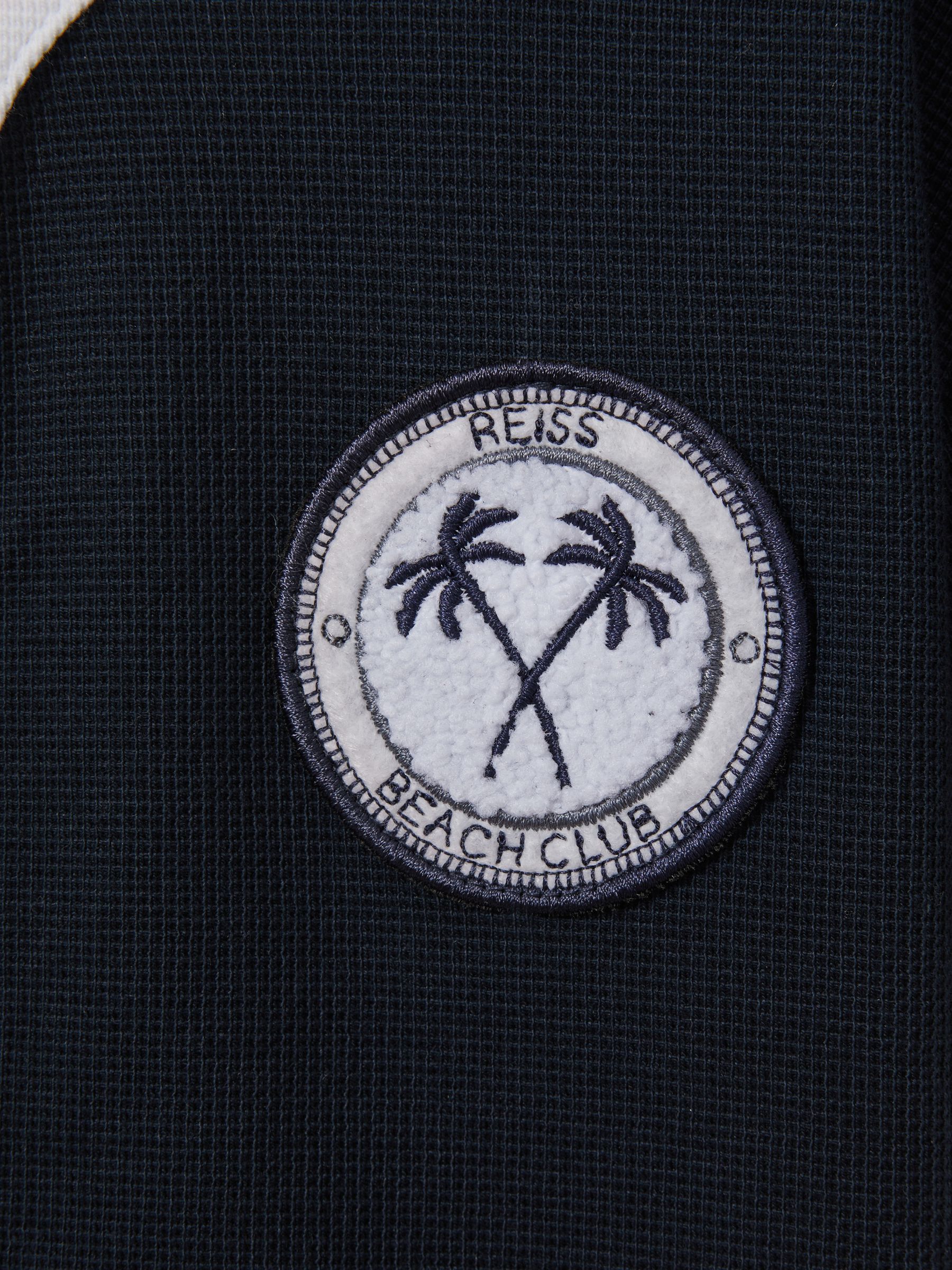 9-13 yrs Textured Cotton Baseball Shirt in Navy/White - Image 4 of 4