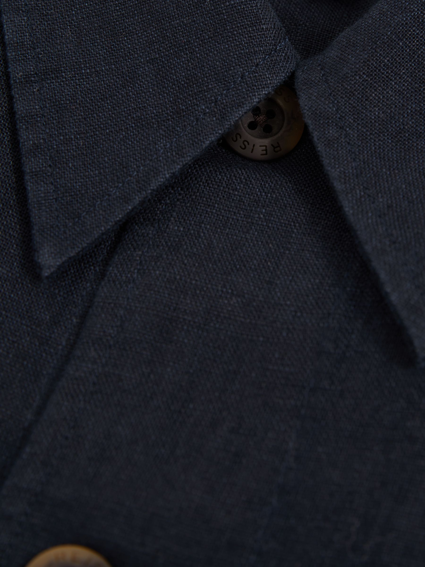 Linen Elasticated Hem Overshirt in Navy - Image 7 of 7