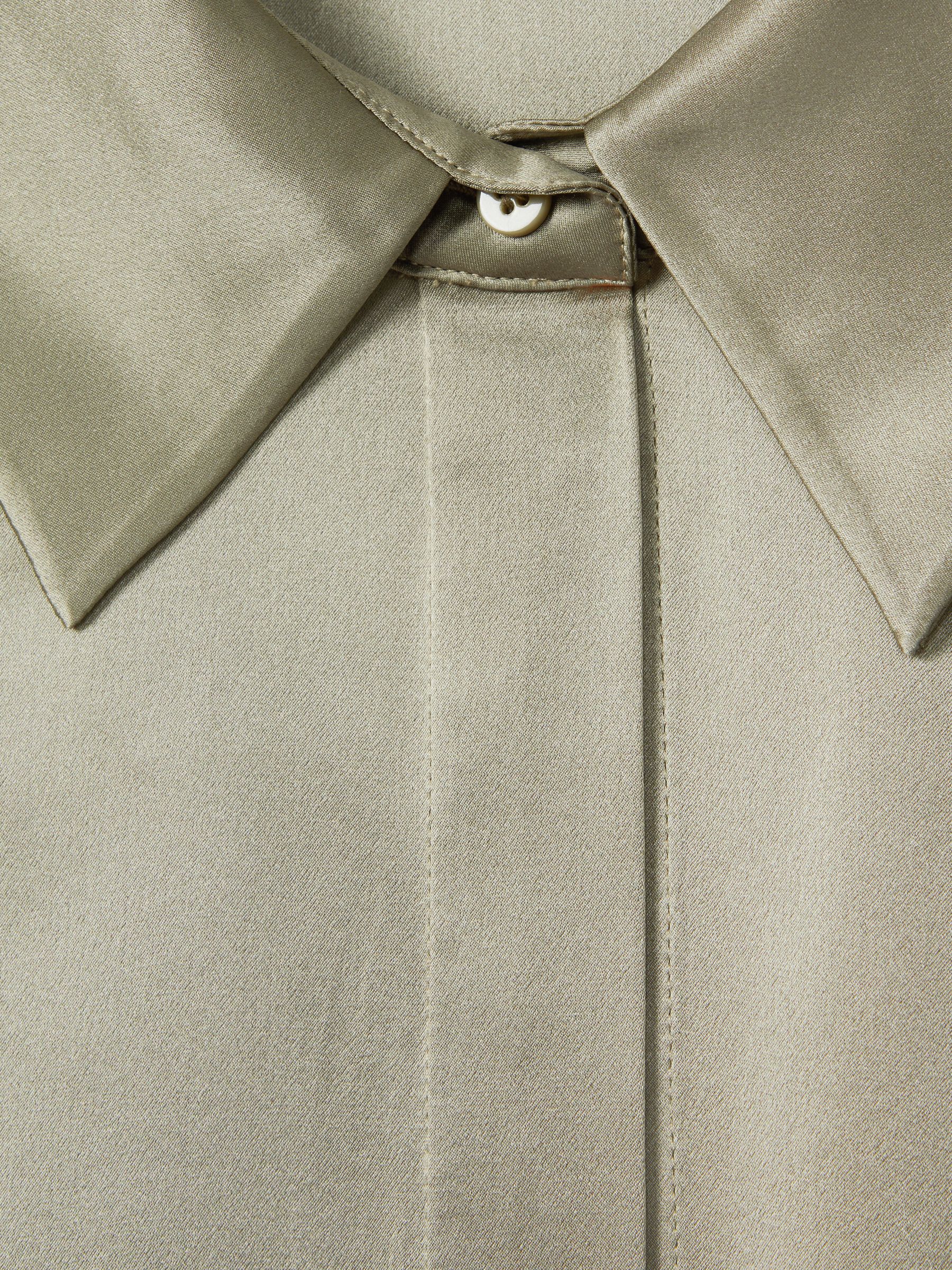 Silk Relaxed Sleeve Blouse in Khaki - Image 6 of 6
