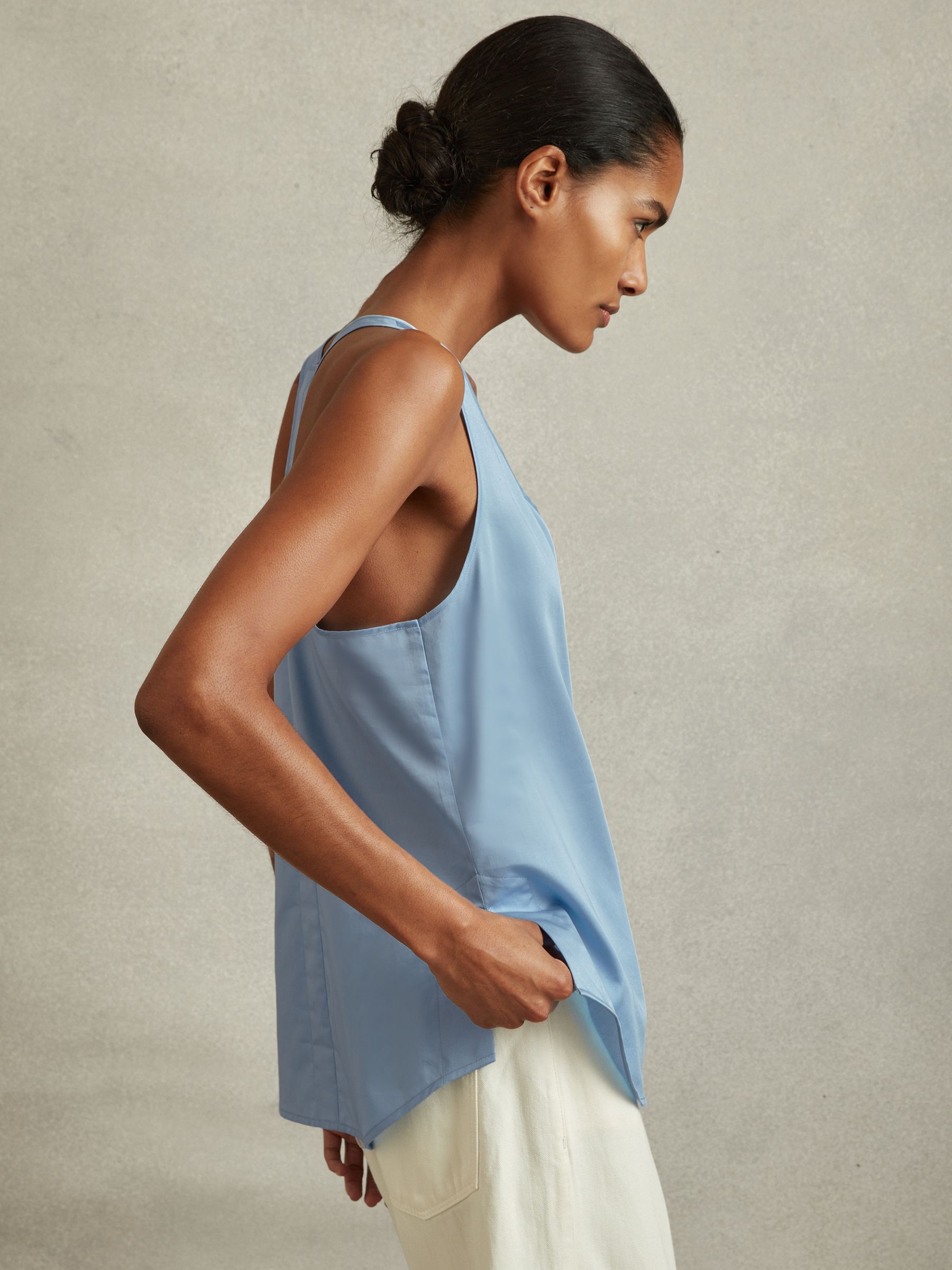 Relaxed Cotton Scoop Neck Vest in Blue - Image 4 of 6