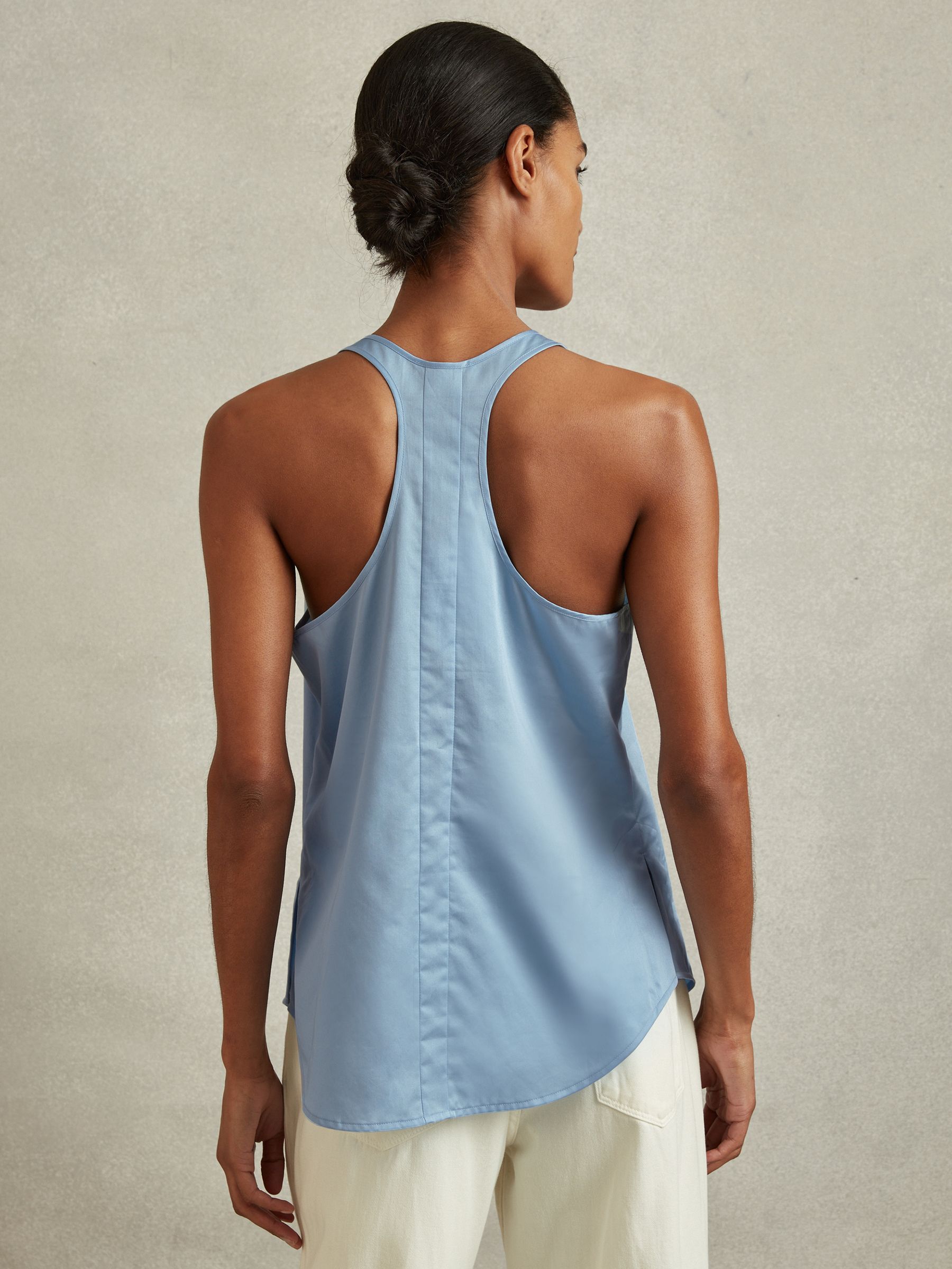 Relaxed Cotton Scoop Neck Vest in Blue - Image 5 of 6