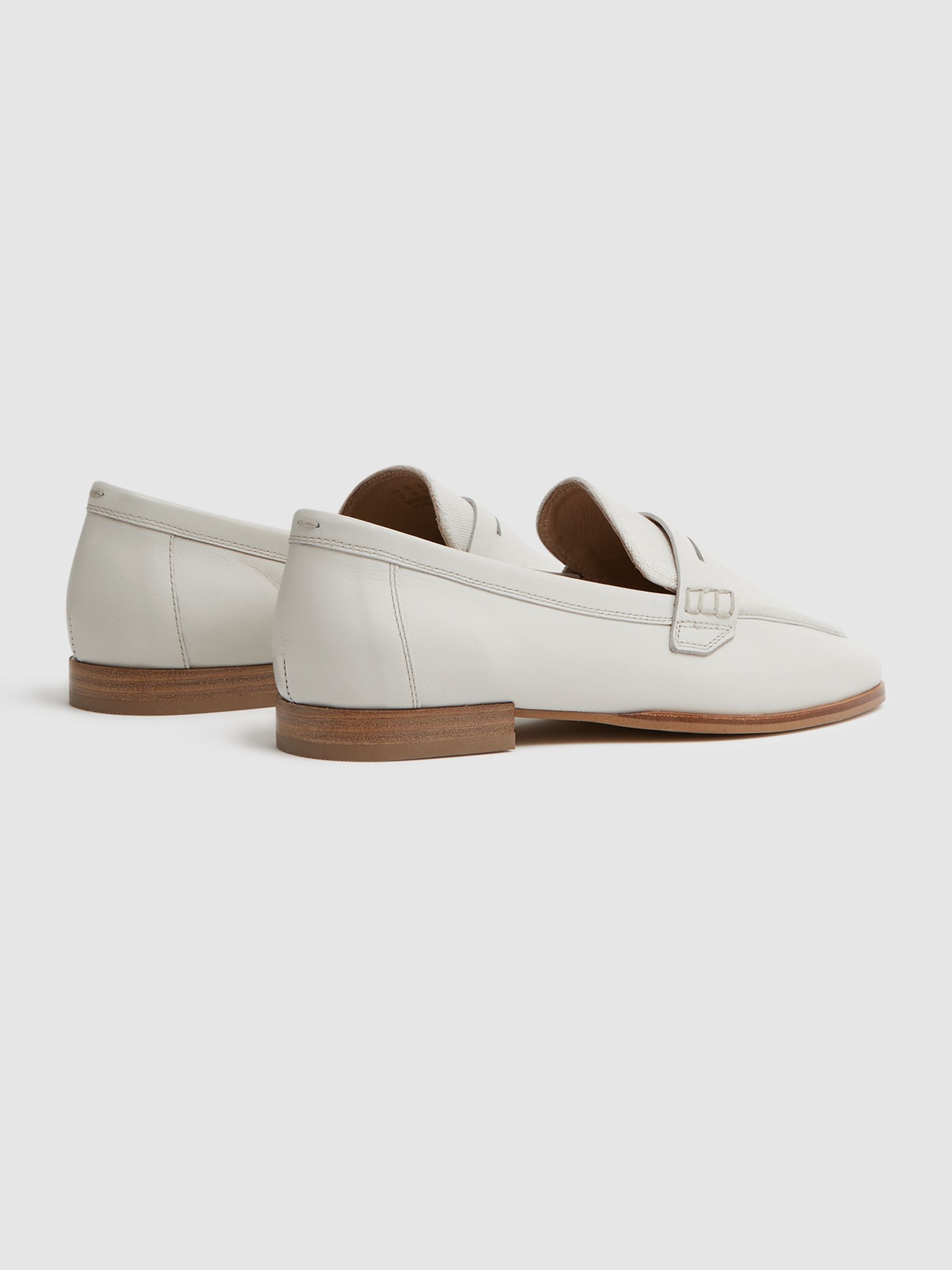 Leather-Cotton Loafers in Off White - Image 4 of 5