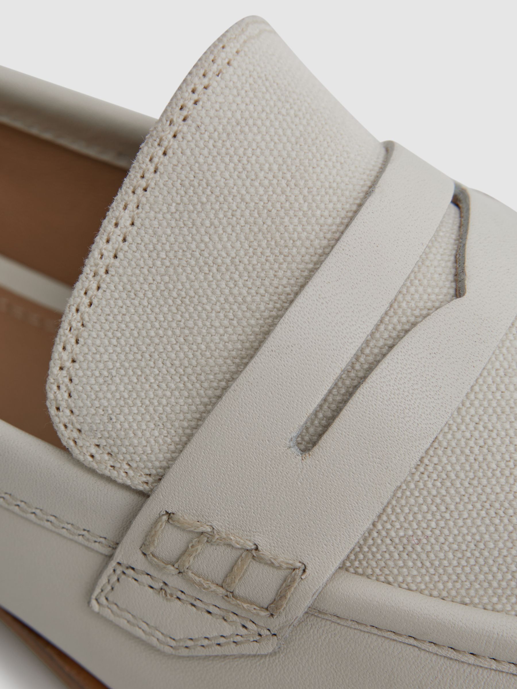 Leather-Cotton Loafers in Off White - Image 5 of 5