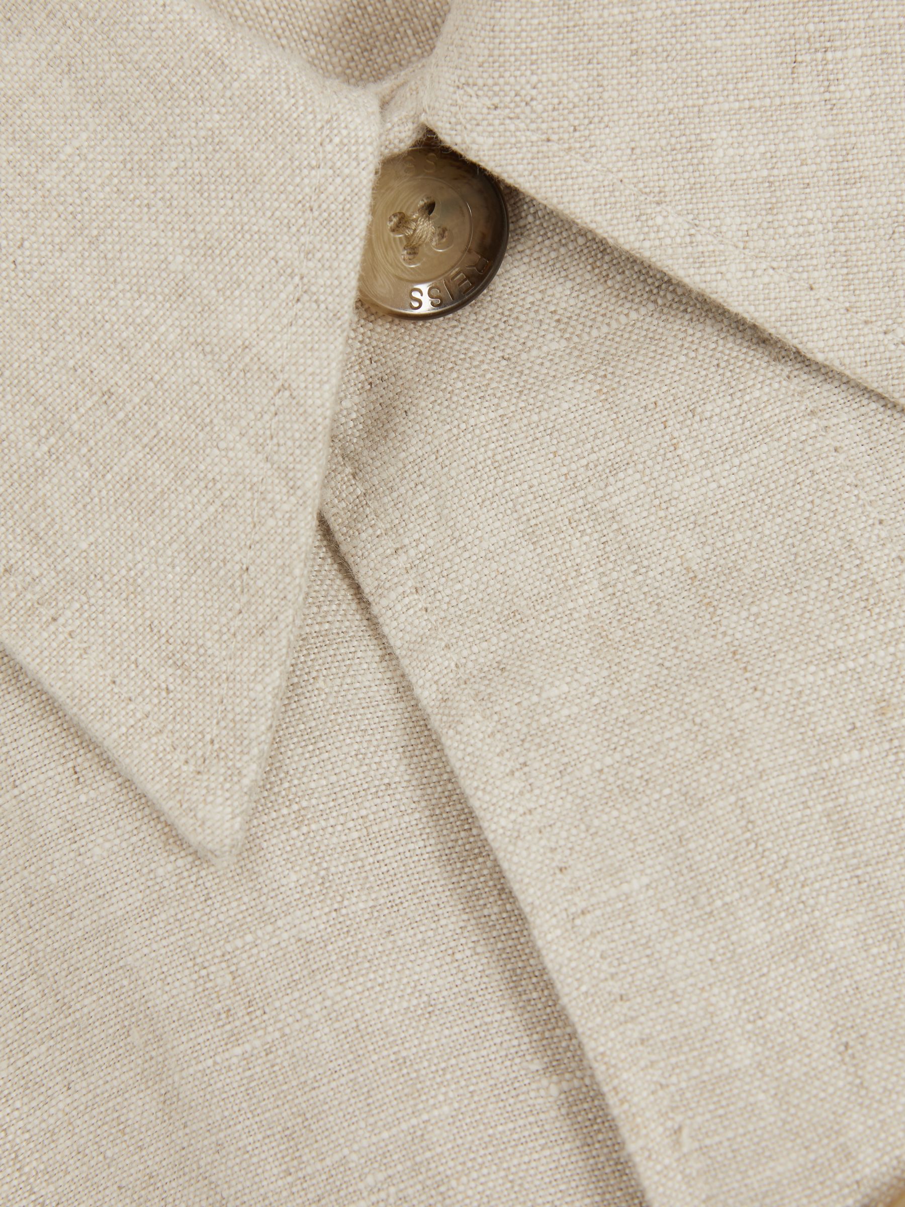 Linen Elasticated Hem Overshirt in Oatmeal - Image 5 of 5