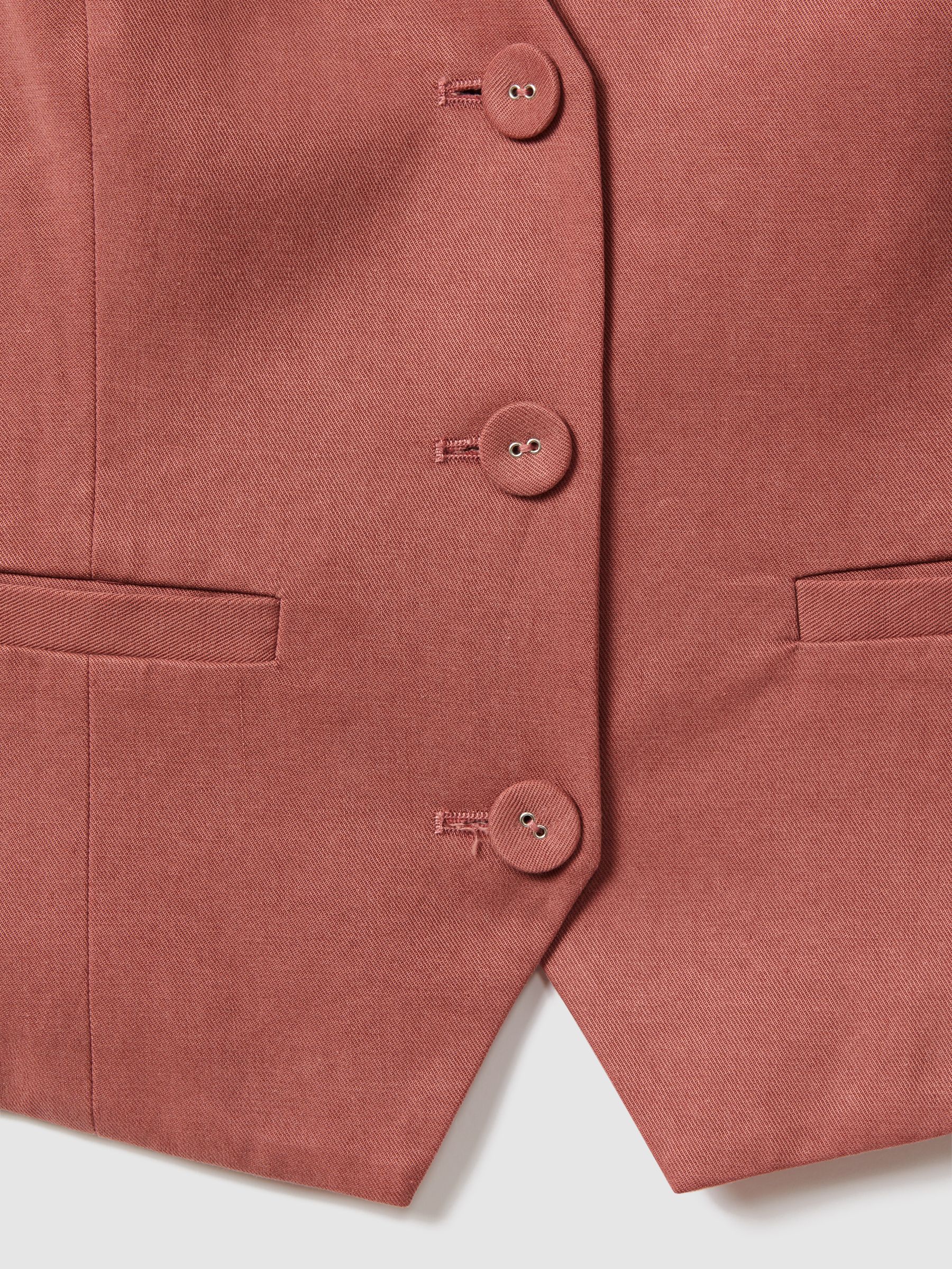 Paige Dusk Pink Tailored Single Breasted Waistcoat in Dusk Pink - Image 6 of 6