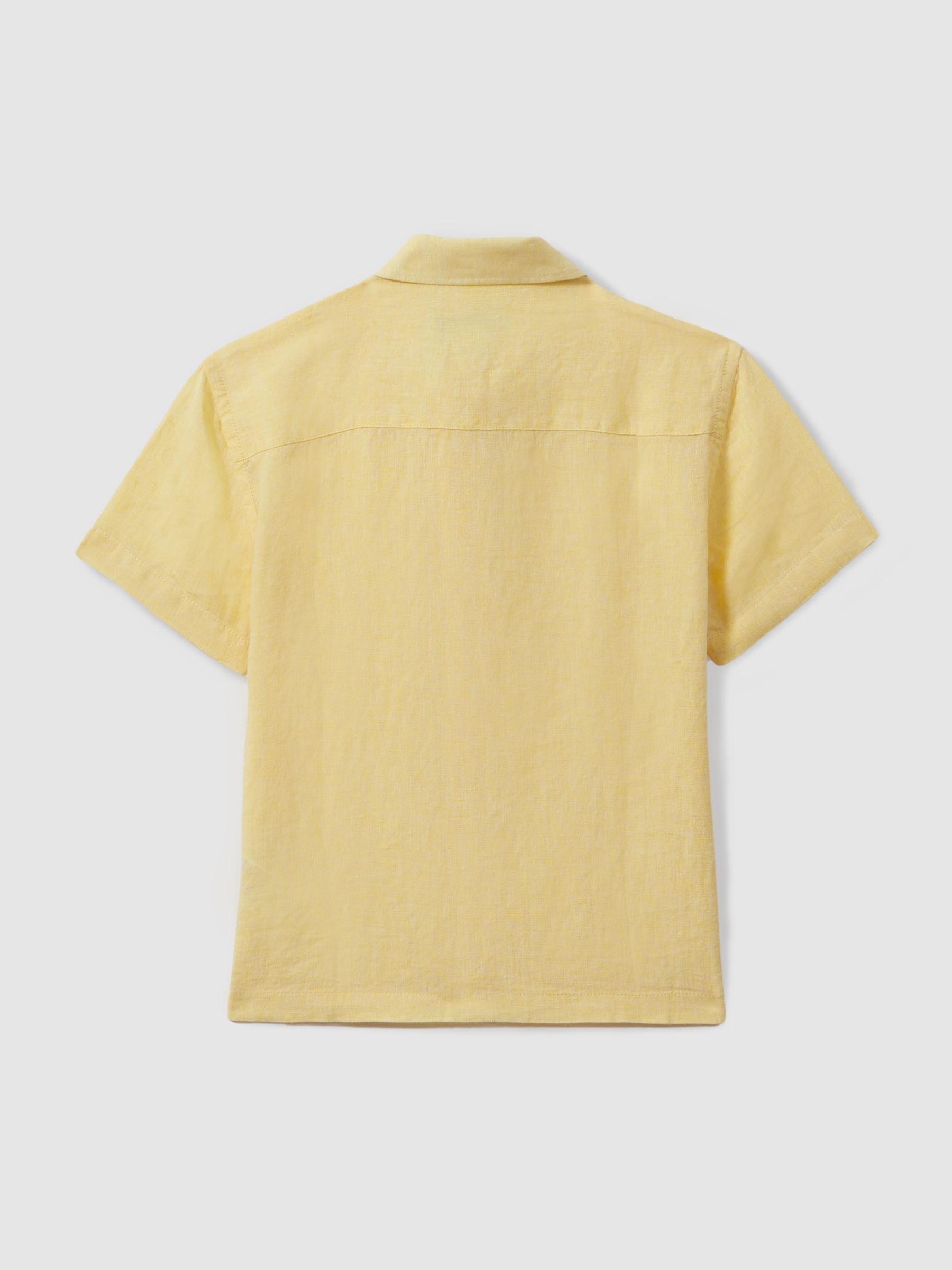 13-14 yrs Short Sleeve Linen Shirt in Melon - Image 2 of 3