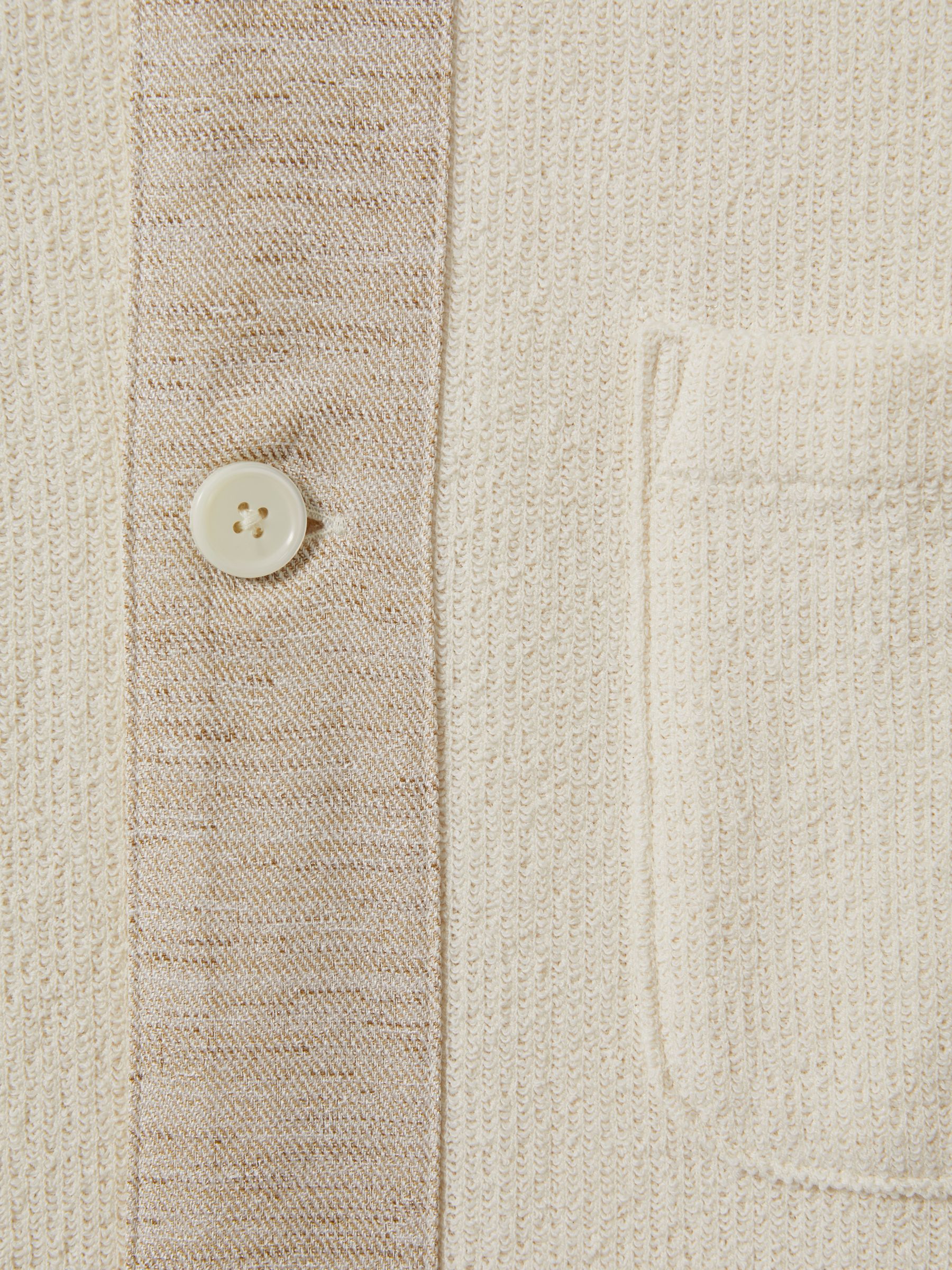 Textured Cotton Blend Contrast Shirt in Ecru - Image 6 of 6